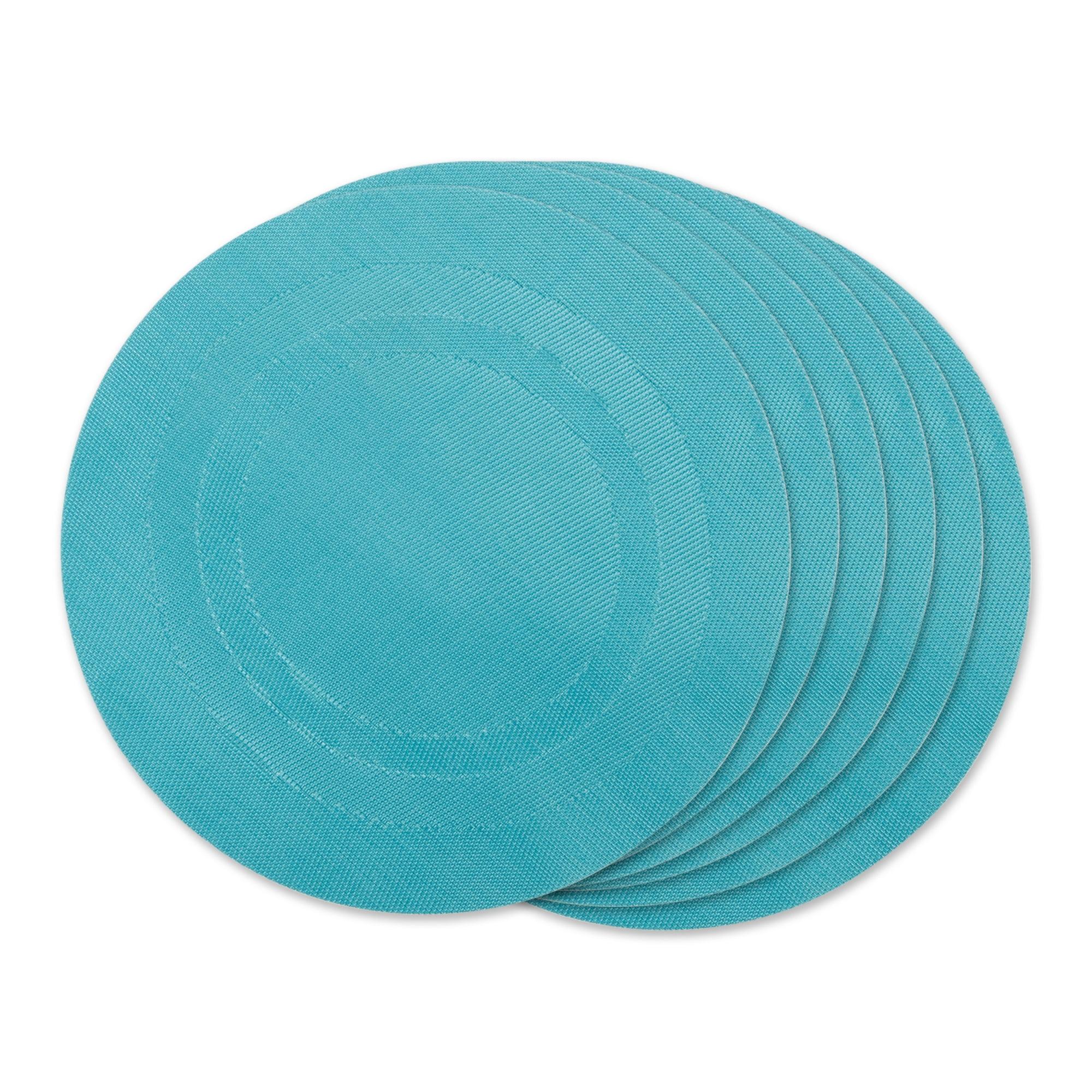 DII Teal Round PVC Doubleframe Placemat 6 Piece