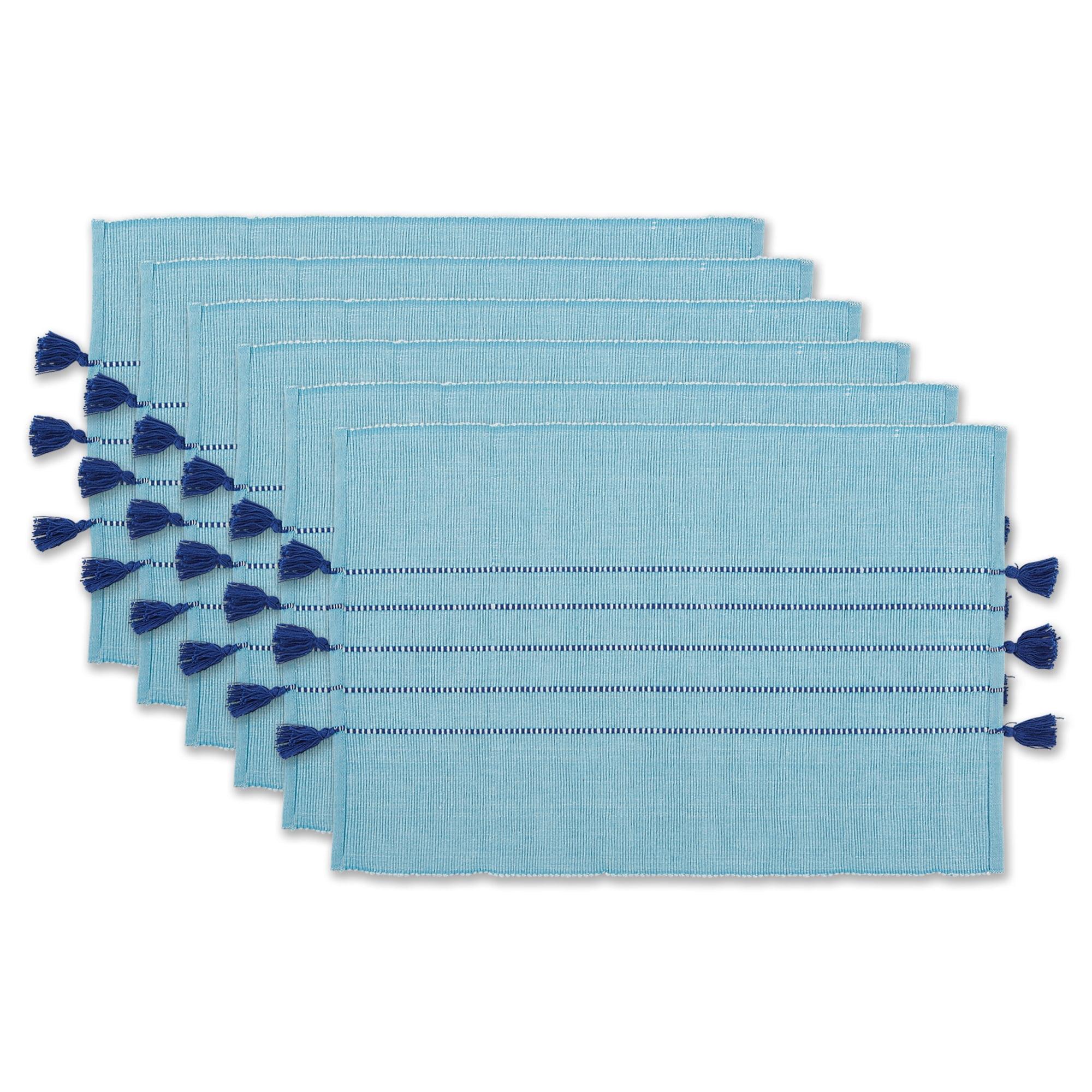 Thera Blue Stripe and Tassel Placemats Set of 6