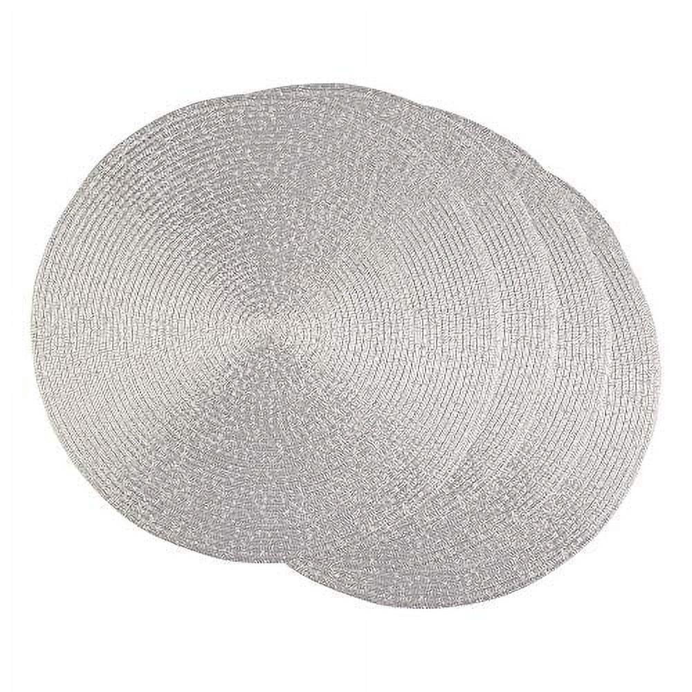 Set of 4 Metallic Round Woven Placemat Silver - Design Imports: Polypropylene, Indoor/Outdoor, Easy Clean