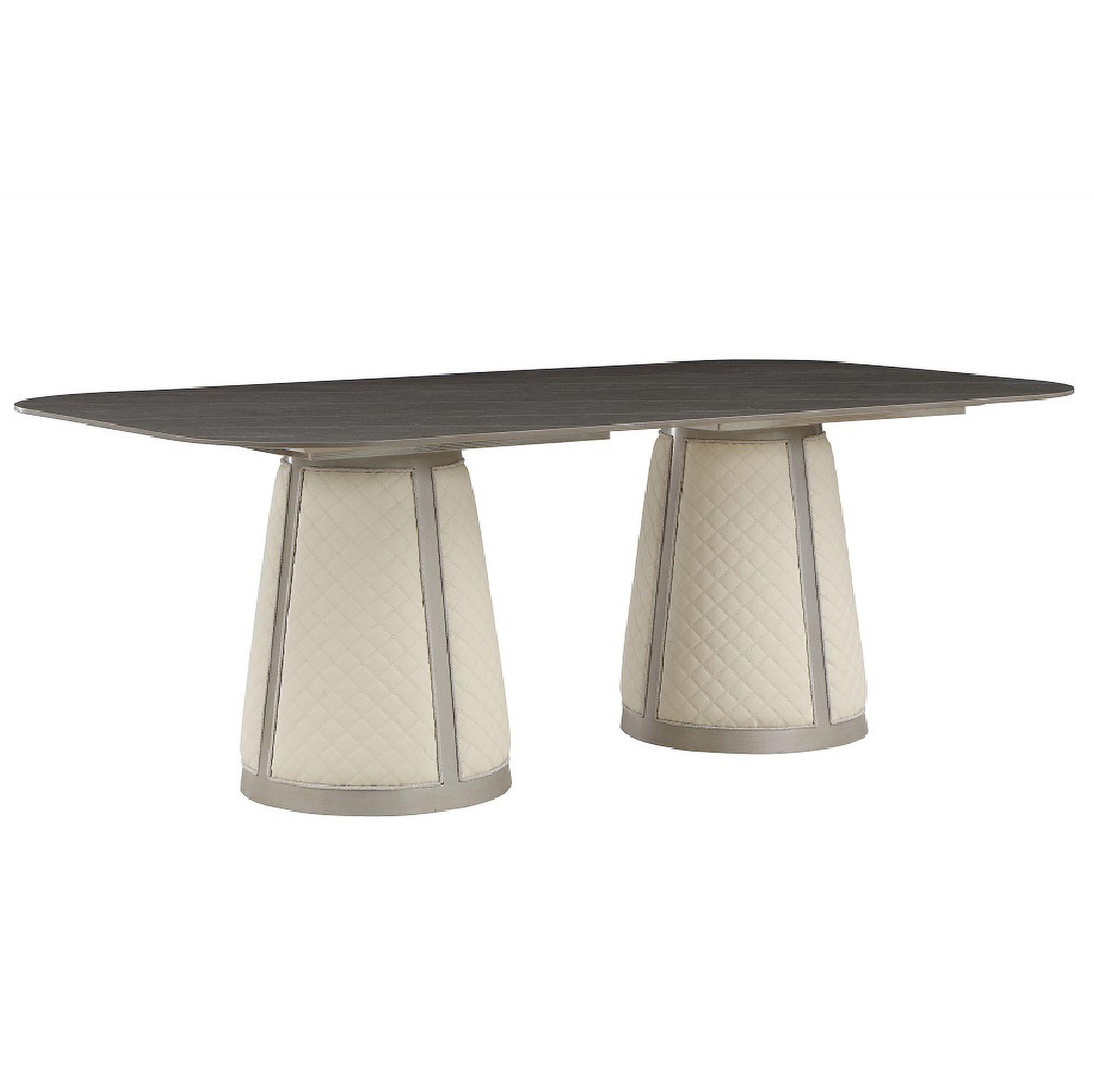 Champagne Finish Rectangular Dining Table with Sintered Stone Top