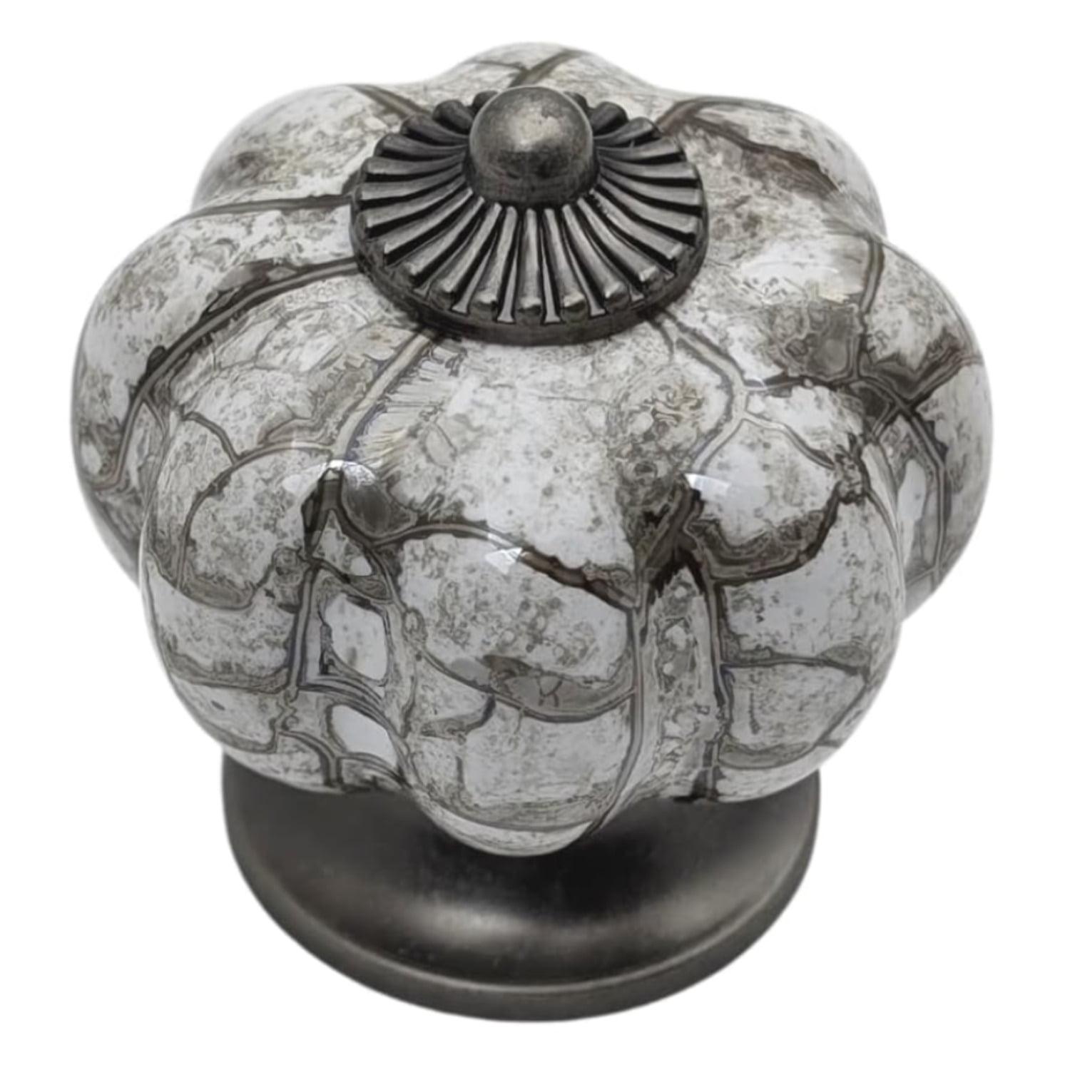 DIY Décor Hub - Pumpkin Knobs, Antique Silver-Gray Cabinet Knobs, 10-Pack