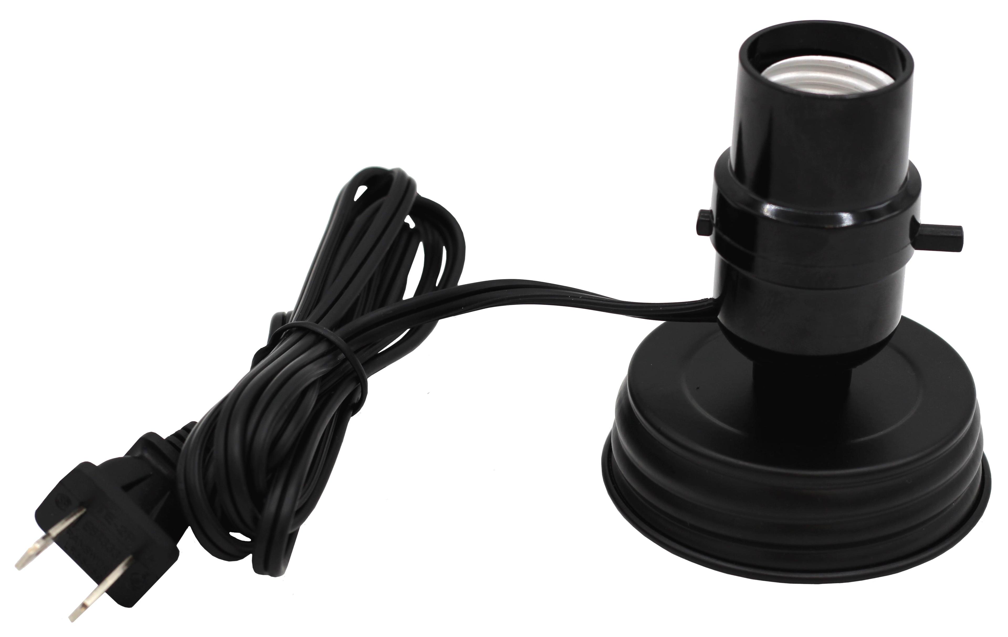 DIY Mason Canning Fruit Jar Lamp Making Kit is Pre-Wired and Easy to Use - Black Color Lid & Socket Great for Lamp Conversion