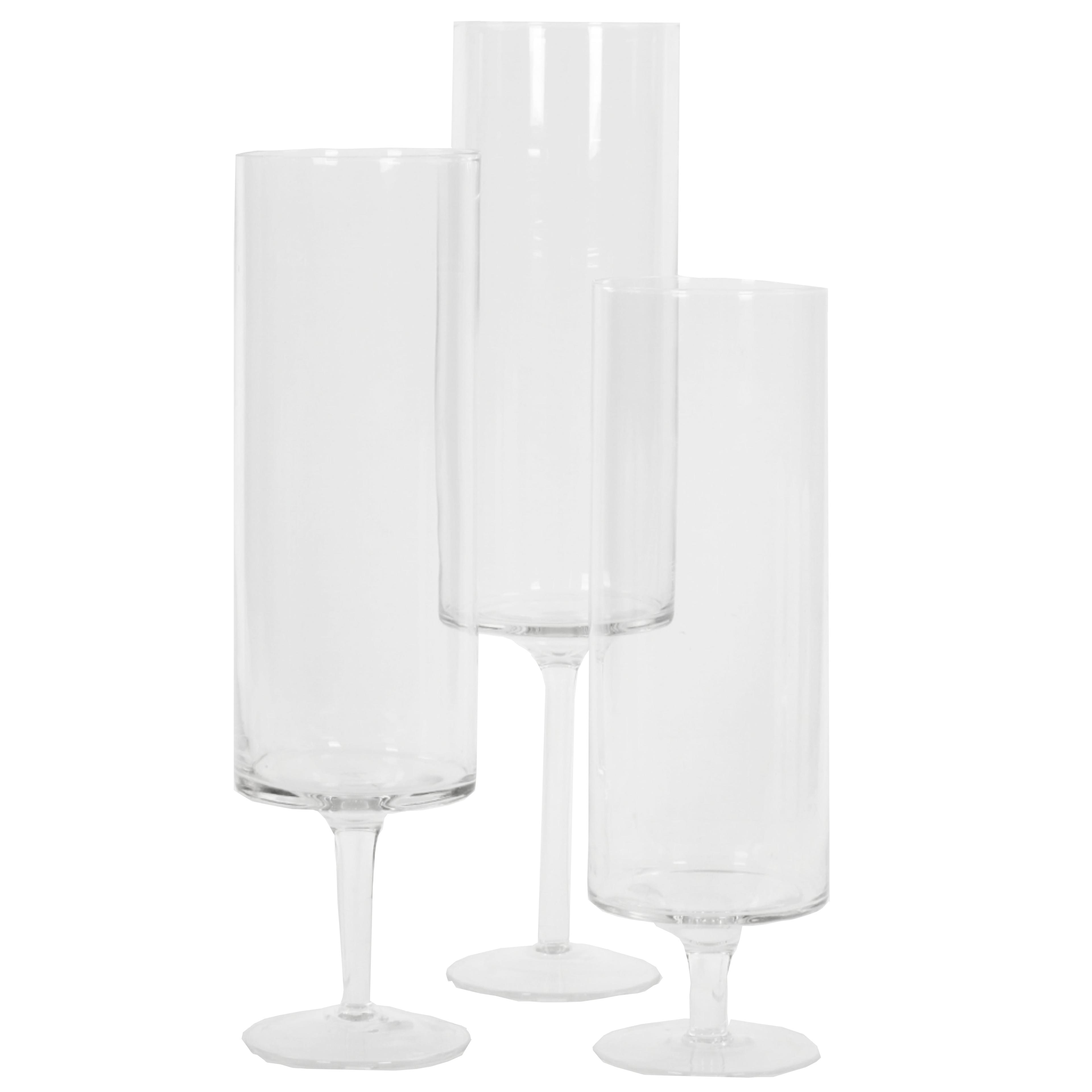 Clear Glass Tall Hurricane Candle Holders Set of 3