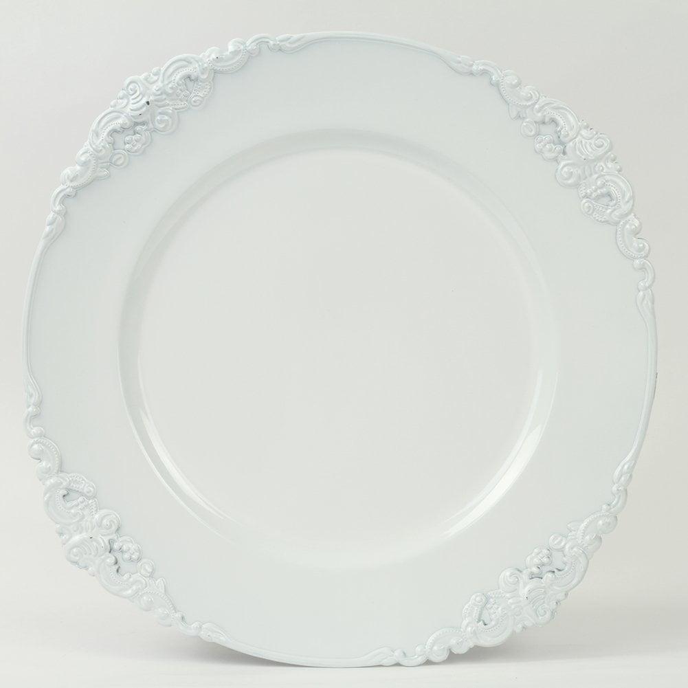 DIY Wedding Koyal Wholesale Vintage Charger Plate, White (Pack of 4)