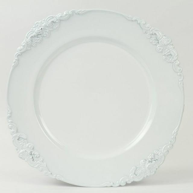 DIY Wedding Koyal Wholesale Vintage Charger Plate, White (Pack of 4)