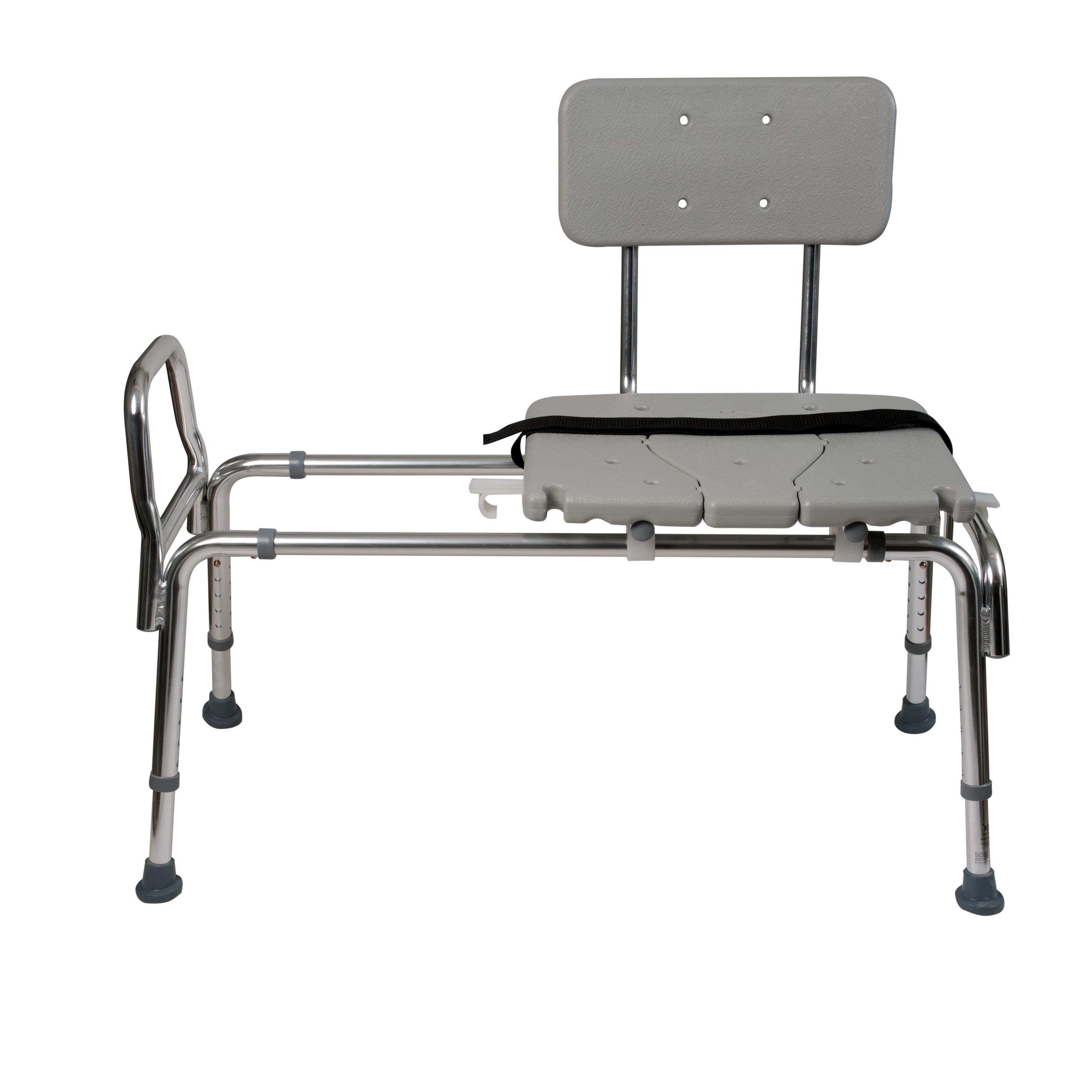 DMI Transfer Bench Sliding Shower Chair - HealthSmart: Adjustable Height, 400 lb Capacity, Bath Bench with Non-Slip Feet