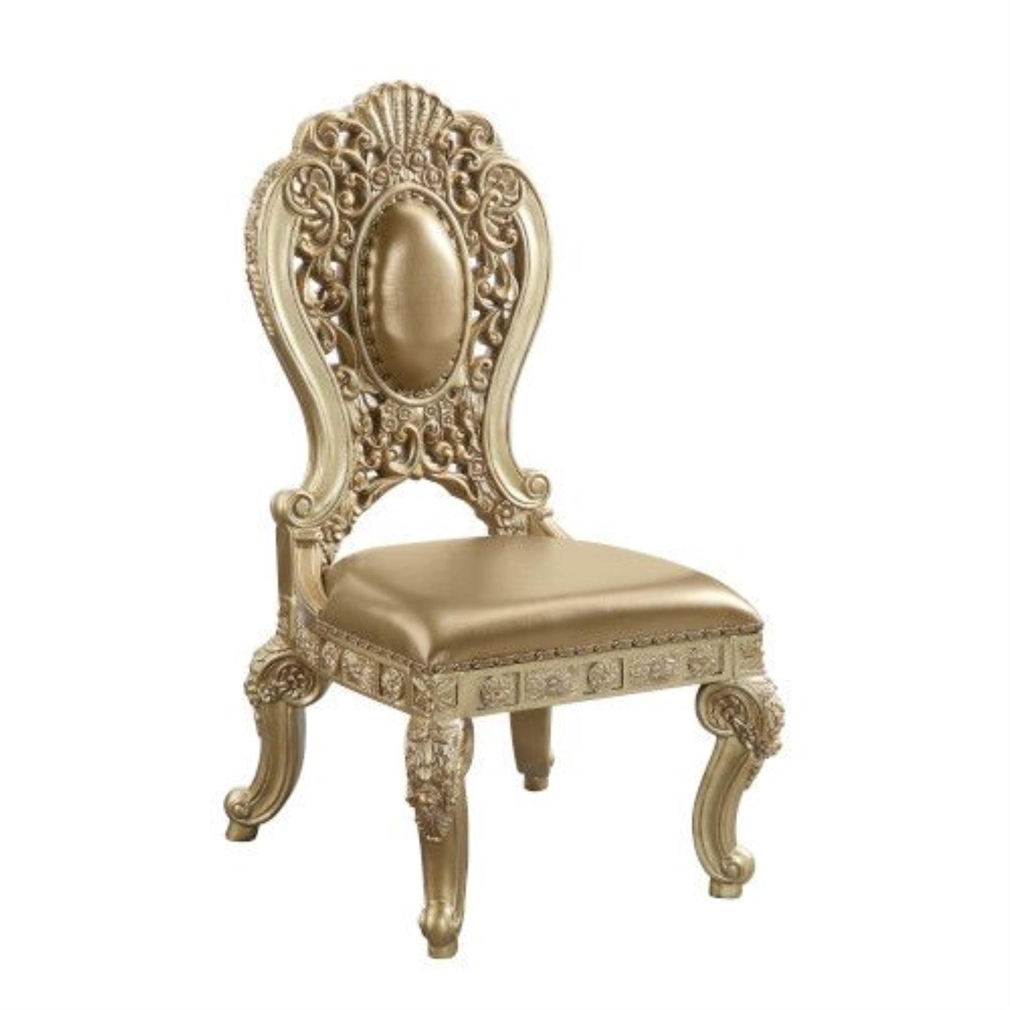 Seville 27" Gold Upholstered Side Chair with Wood Frame