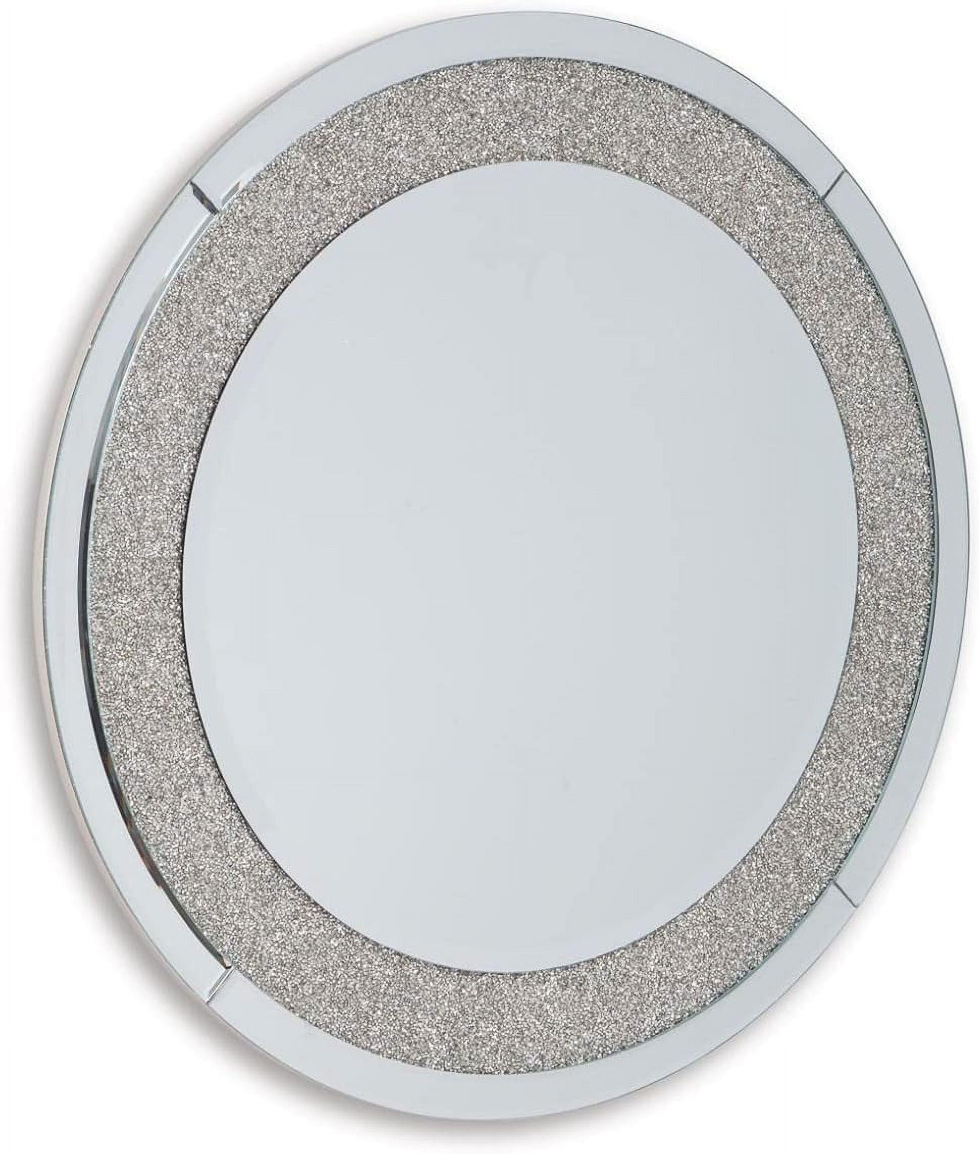 Kingsleigh Silver Round Beaded Crystal Accent Mirror