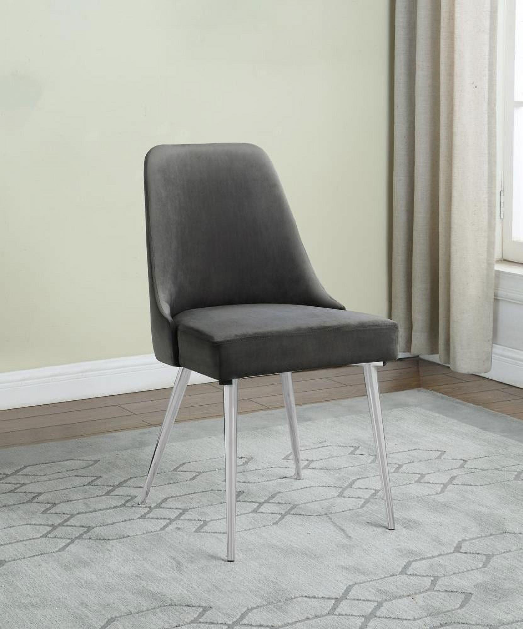 Gray Upholstered Metal High Back Side Chair