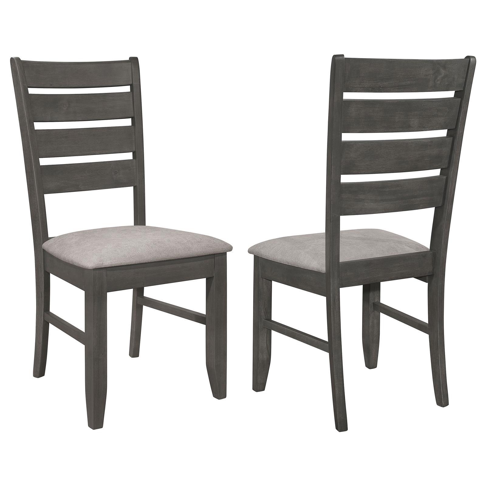 Dark Gray Upholstered Ladderback Wood Side Chair Set