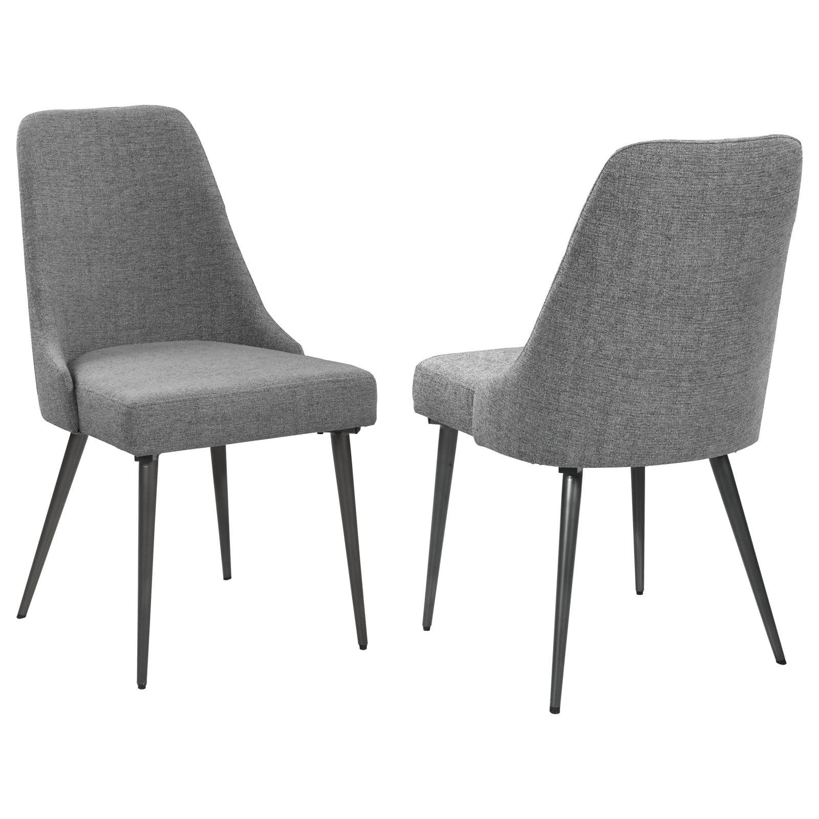 Gray Upholstered High Back Side Chair with Metal Legs