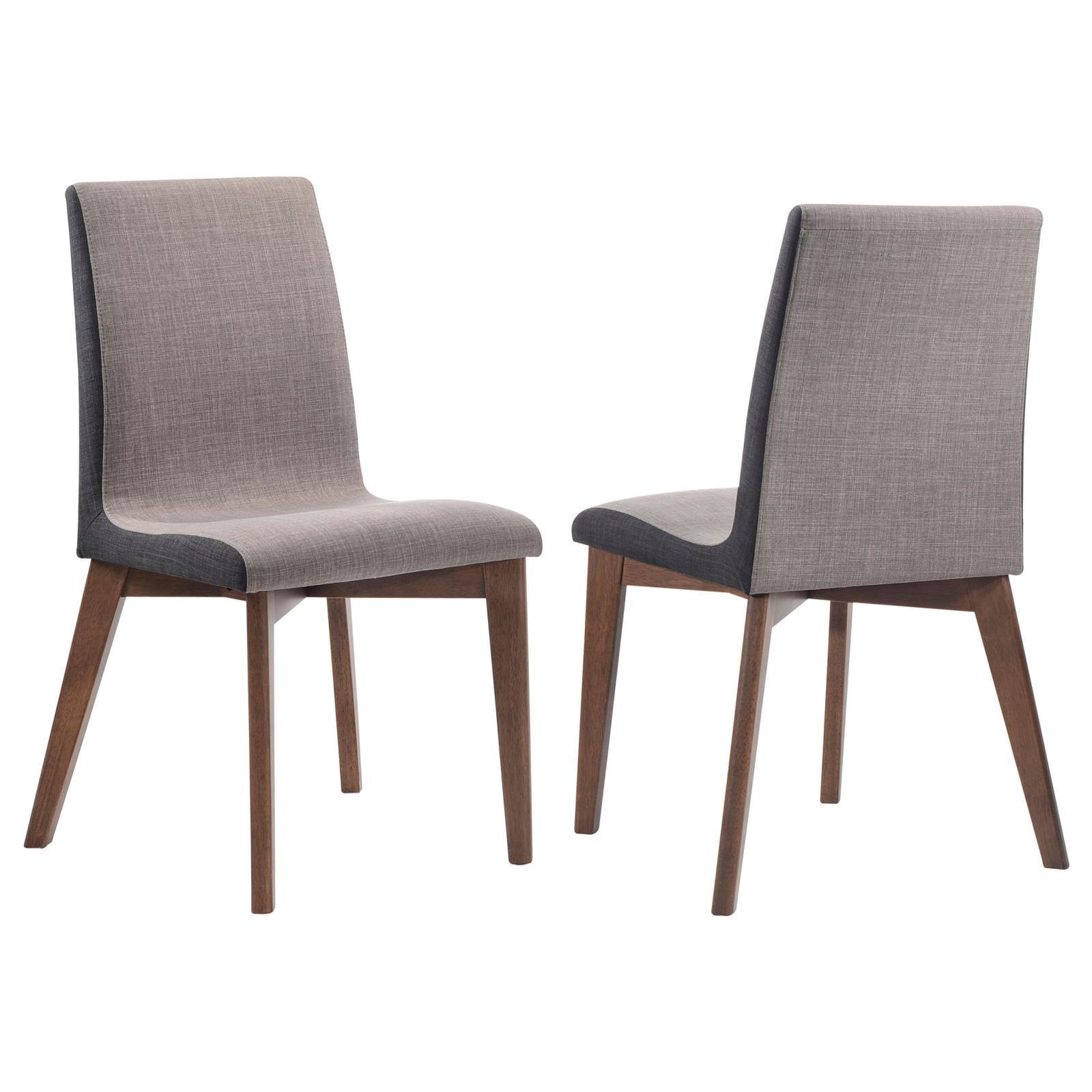 Modern Gray Upholstered Side Chair with Natural Walnut Wood Frame