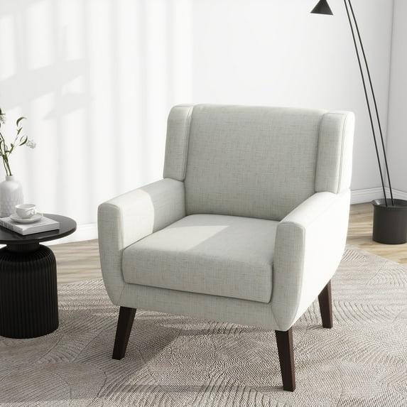 DREAMSIDEA Accent Chair Living Room Chair Linen Upholstered Comfortable Armchair Modern Chairs for Living Room Bedroom Indoor Furniture, Beige