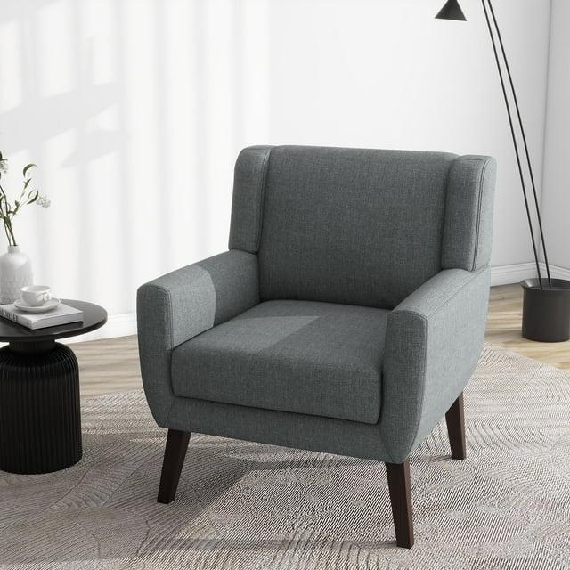 DREAMSIDEA Accent Chair Living Room Chair Linen Upholstered Comfortable Armchair Modern Chairs for Living Room Bedroom Indoor Furniture, Gray