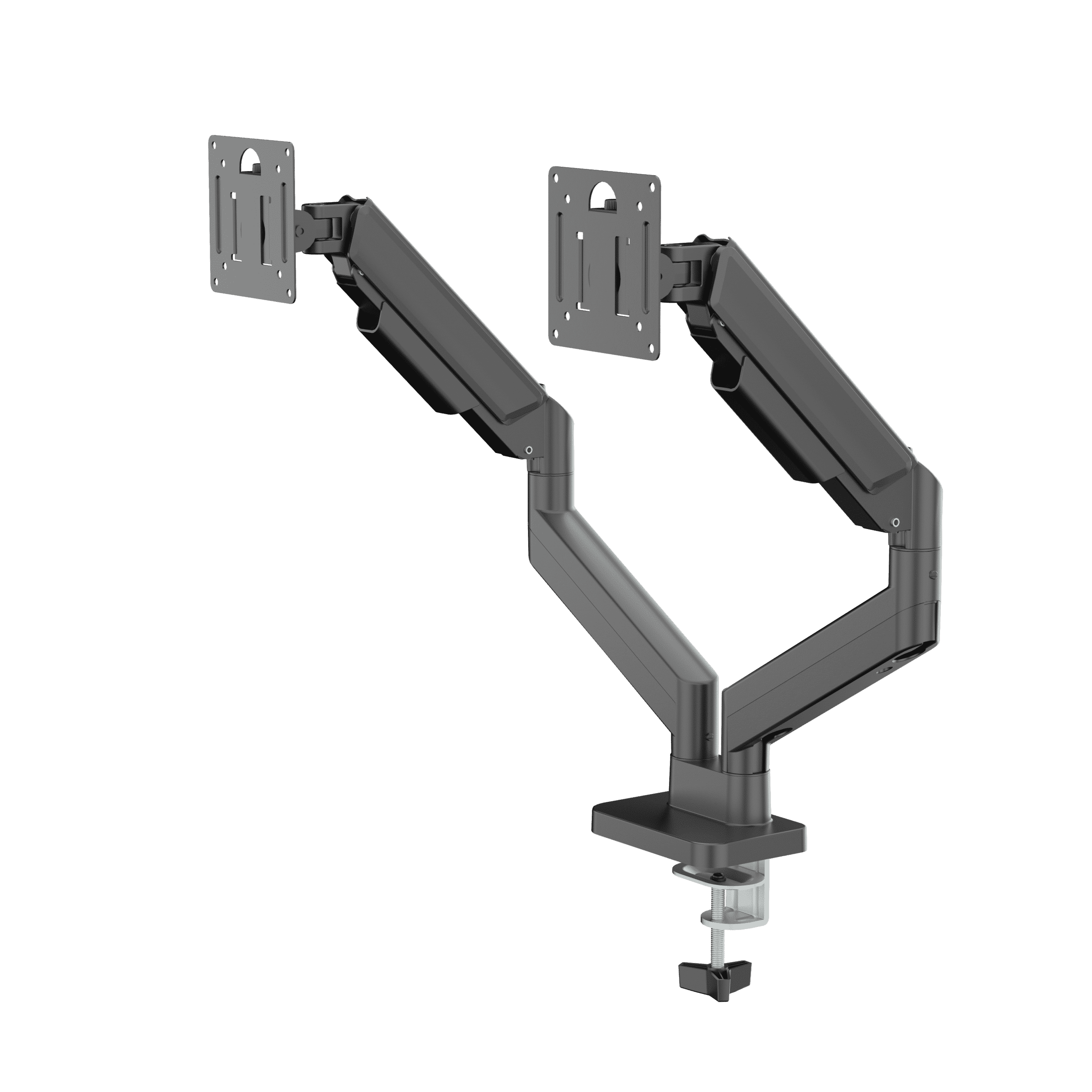 DS-32DMA: Dual Monitor Arm - Full Adjustable Monitor Desk Mount Swivel Vesa Bracket with C Clamp, Grommet Mounting Base up to 32 Inch Computer Screens, Made From Aluminum