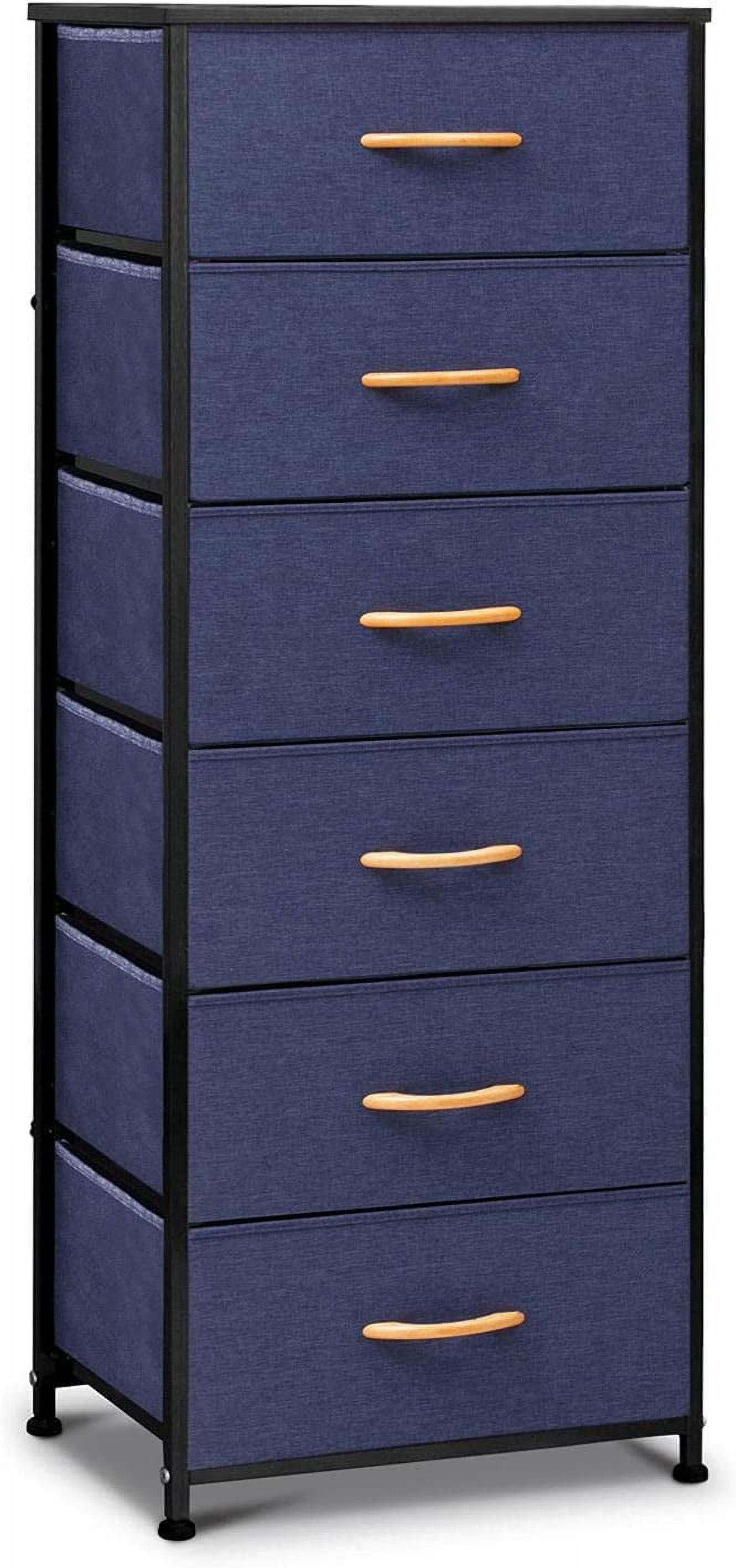 Modern Blue Vertical Storage Tower with Extra Deep Drawers