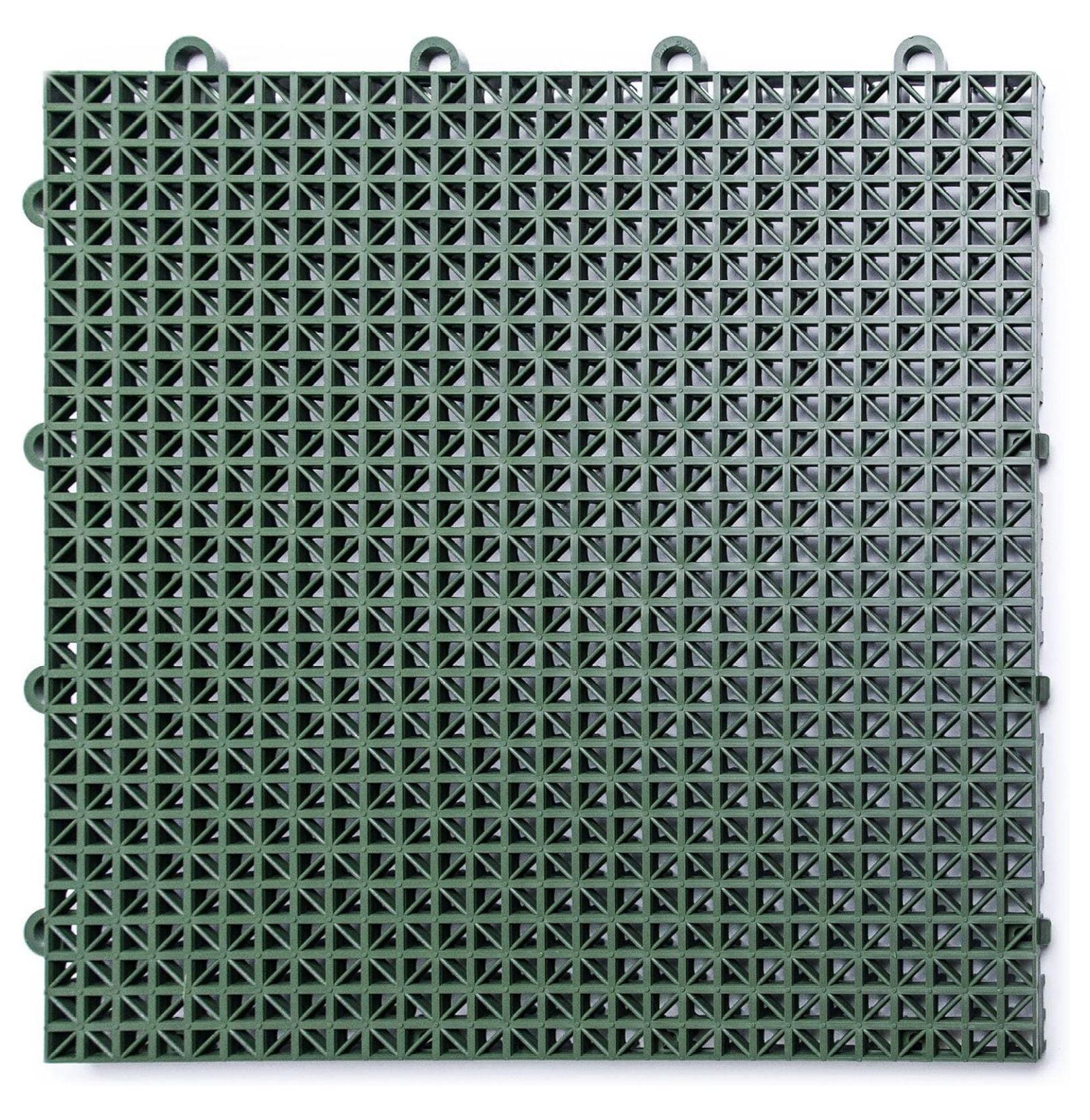 DT24GREN DuraGrid Outdoor Modular Interlocking Multi-Use Plastic Deck Tile, 24 Pack, Green