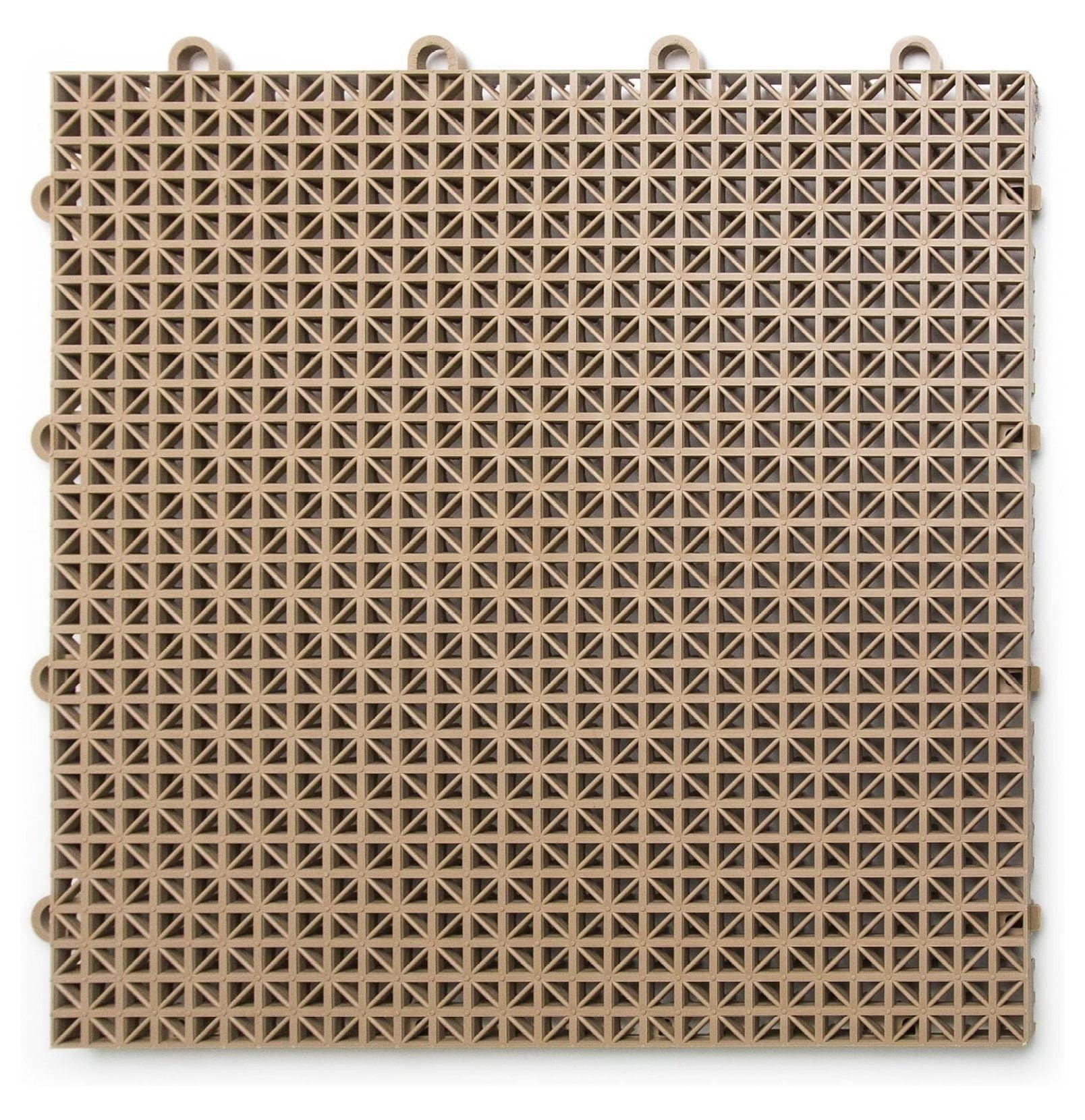 DT40BEIG DuraGrid Outdoor Modular Interlocking Multi-Use Plastic Deck Tile, 40 Pack, Beige