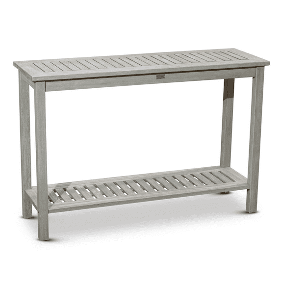 DTY  Outdoor Living Longs Peak Eucalyptus Console Table Driftwood Gray
