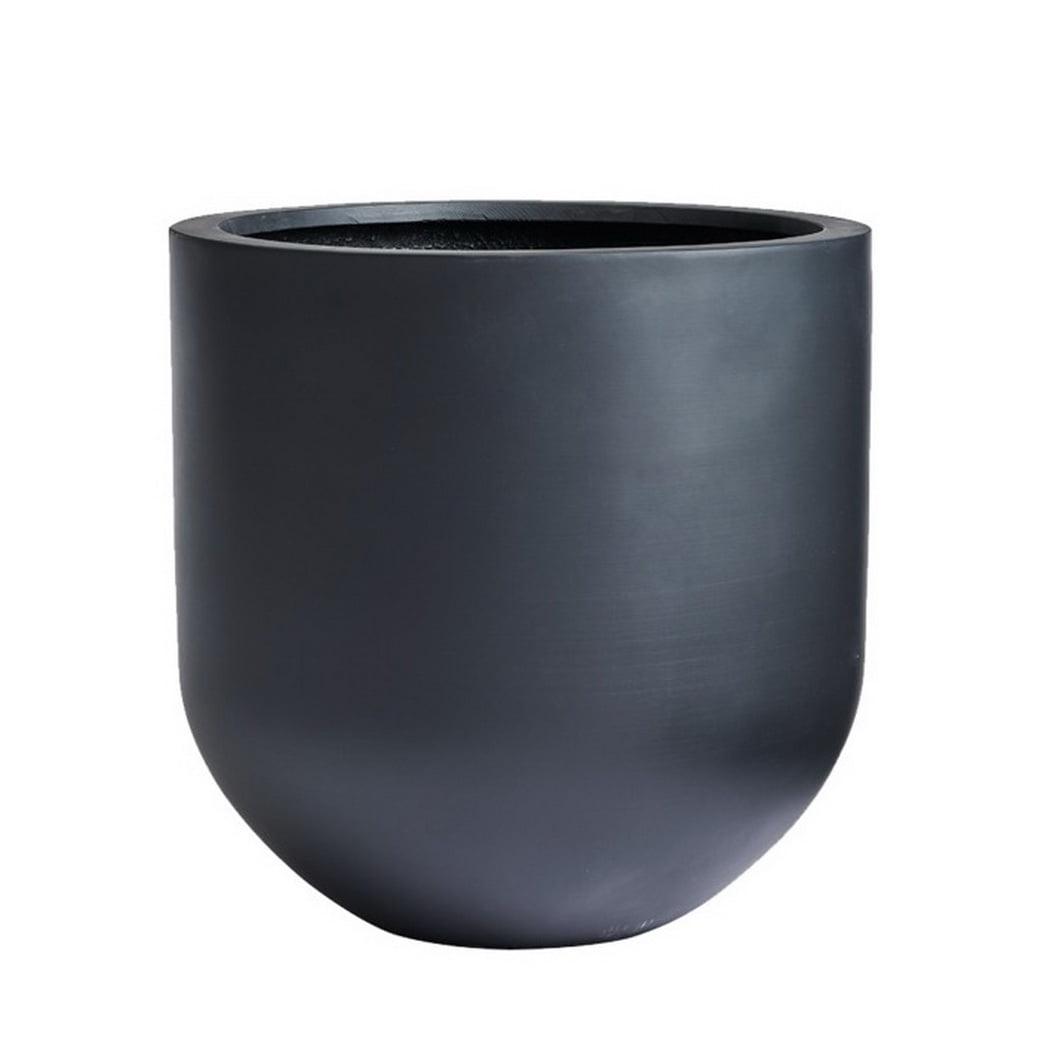 Small Black Fiberstone Round Bullet Planter with Drainage Hole