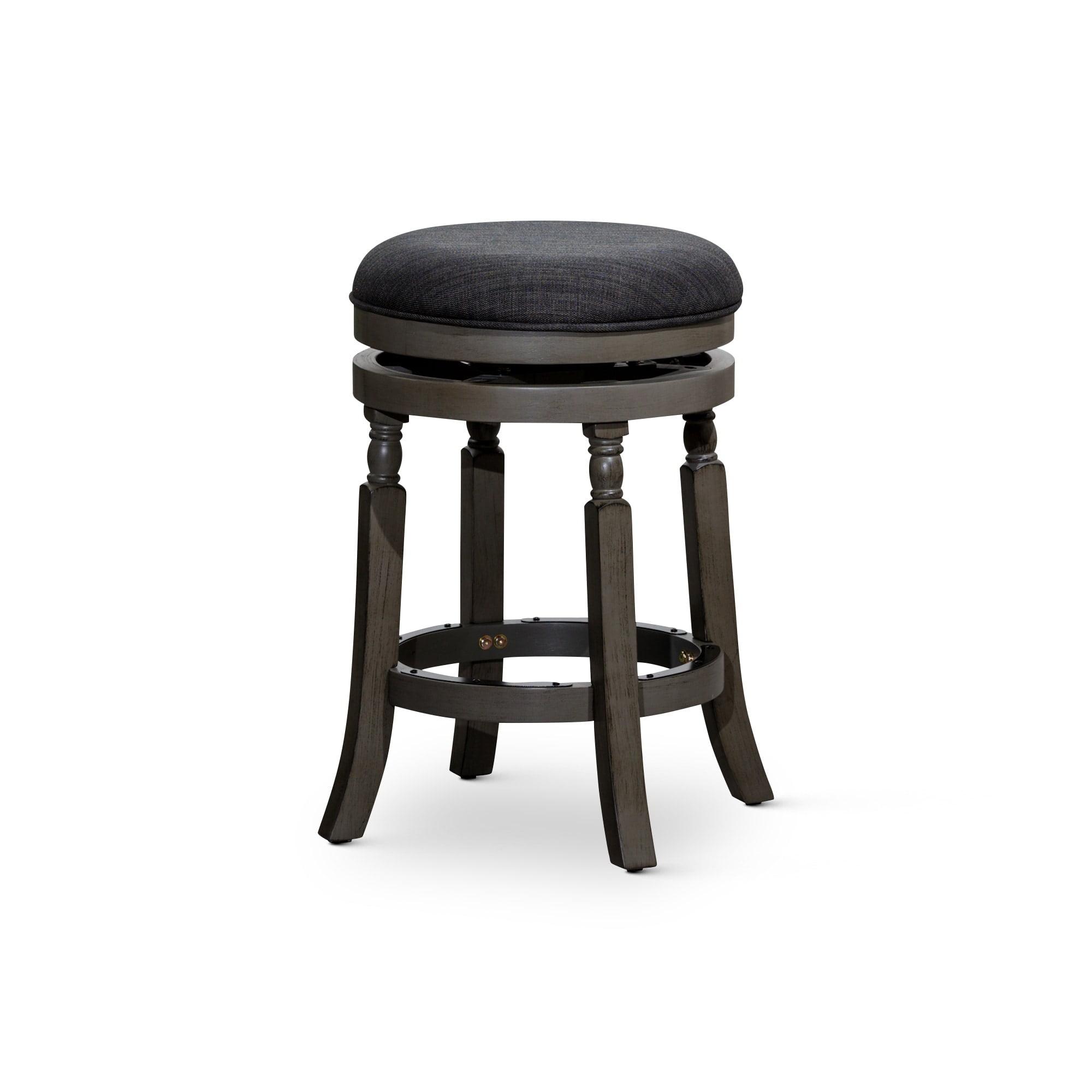 Flared Leg Charcoal Fabric 24" Swivel Saddle Stool in Weathered Gray