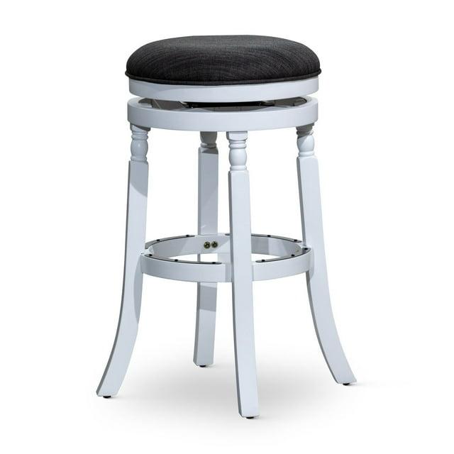 DTYStore DTY Indoor Living Palmer Lake Backless Swivel Counter or Bar Stool White/ Charcoal Fabric 30" Bar Stool White Finish Polyester Bar Height -