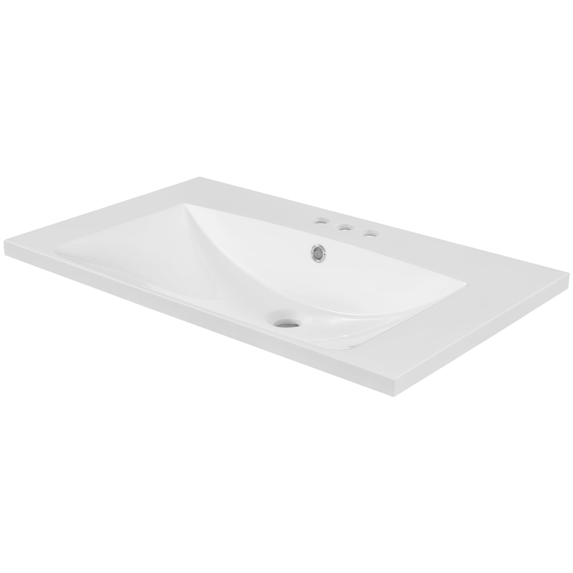 White Ceramic 30" Single Bathroom Vanity Top with Basin