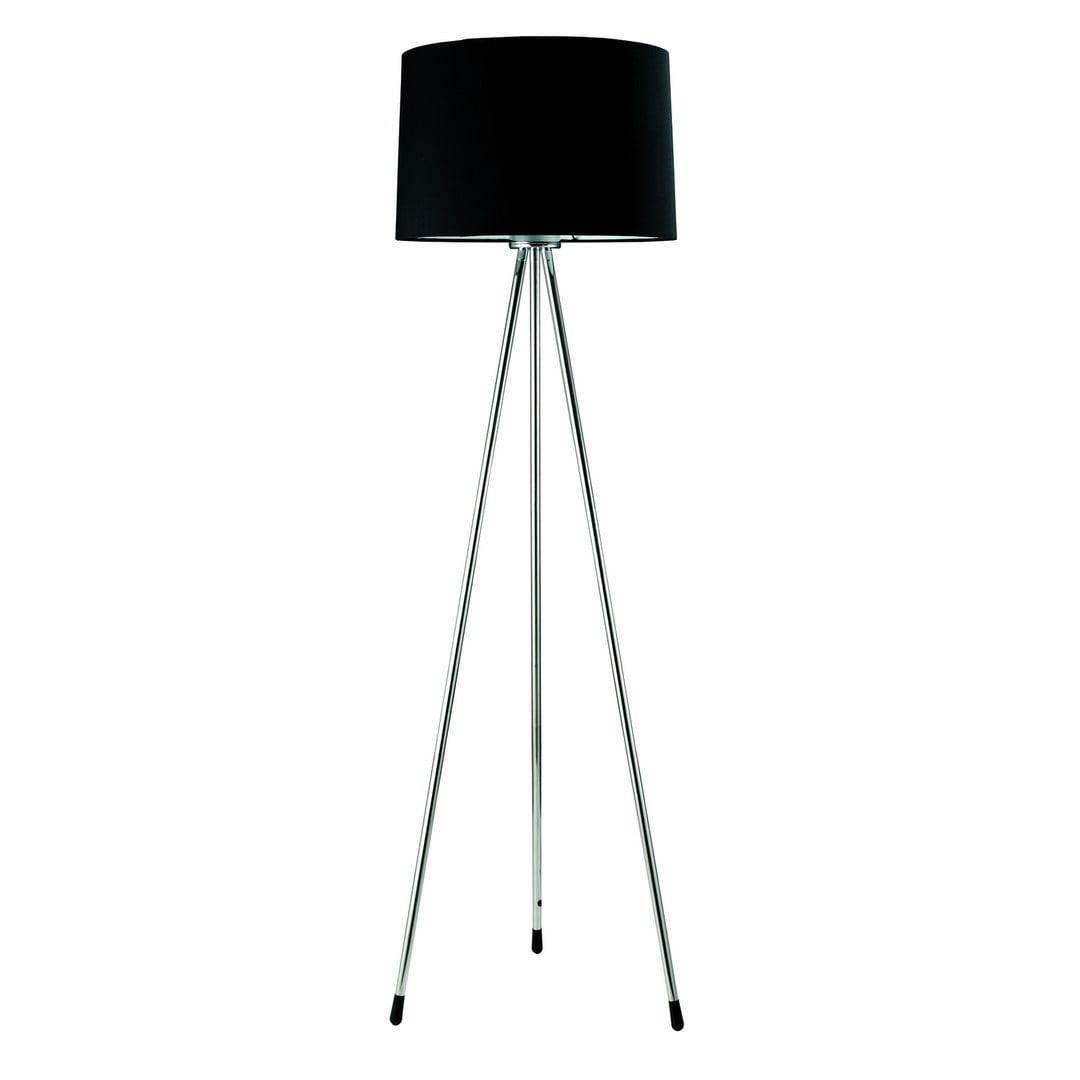 59" Black Metal Tripod Floor Lamp with Fabric Shade