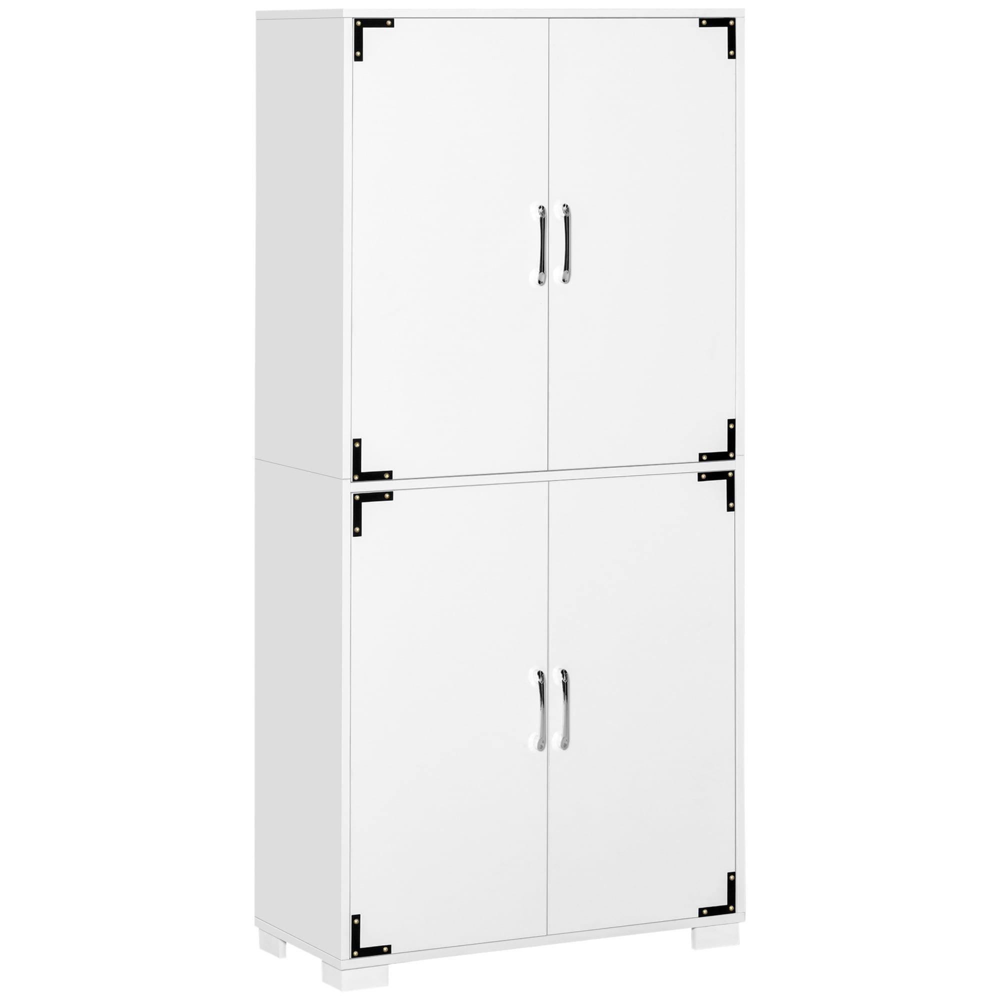 HOMCOM Industrial Style 4-Door Cabinet Pantry Cupboard with Storage Shelves for Bedroom and Living Room