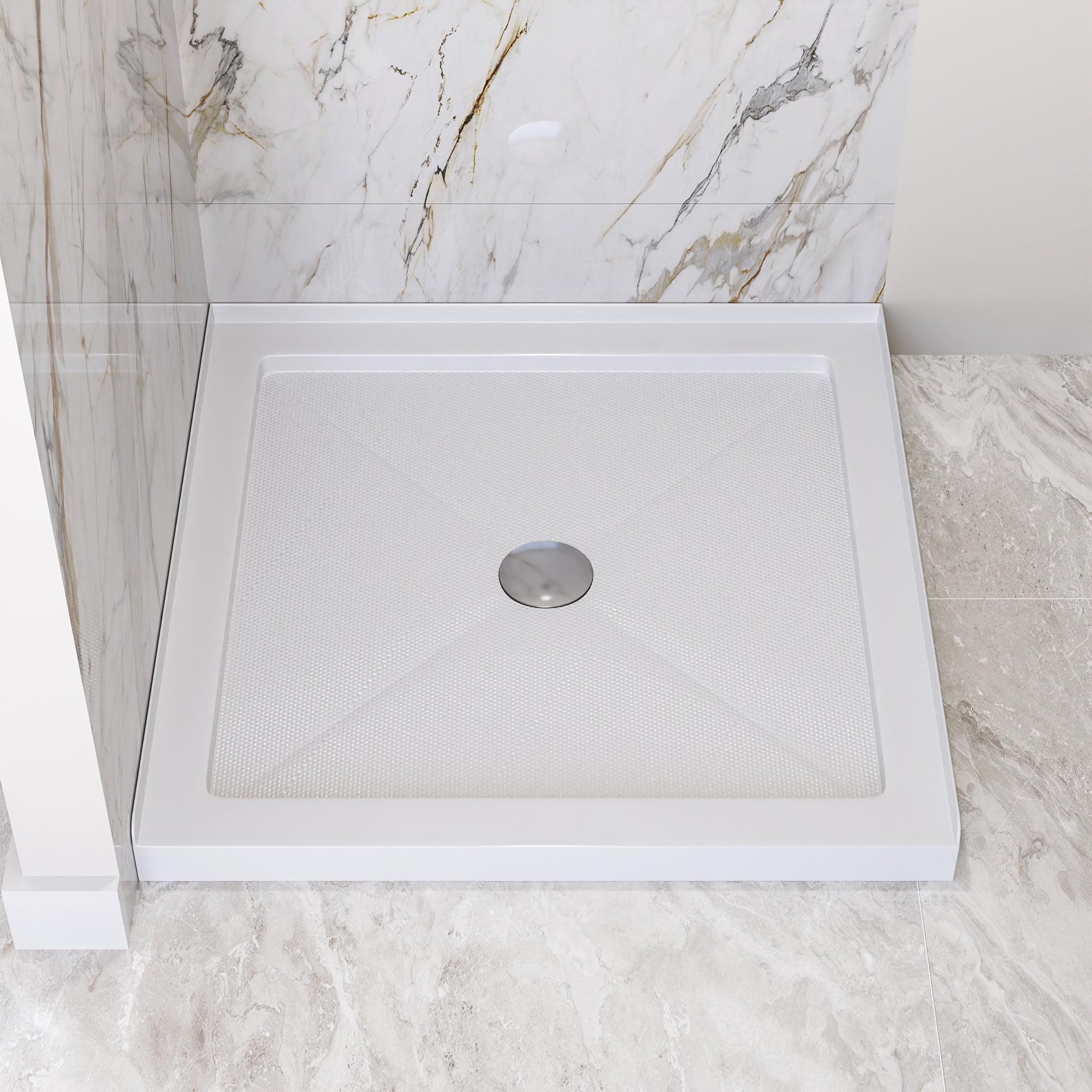 DeerValley 35" L x 35" W Single Threshold Square White Shower Base Center Drain, Non-slip Design