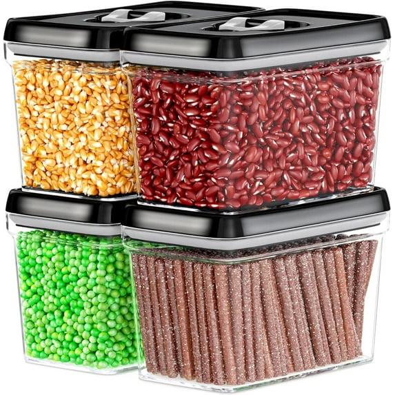 DWËLLZA KITCHEN 4 Piece Set Clear Plastic Airtight Food Storage BPA-Free Containers with Lids Food Containers for Pantry Organization and Storage