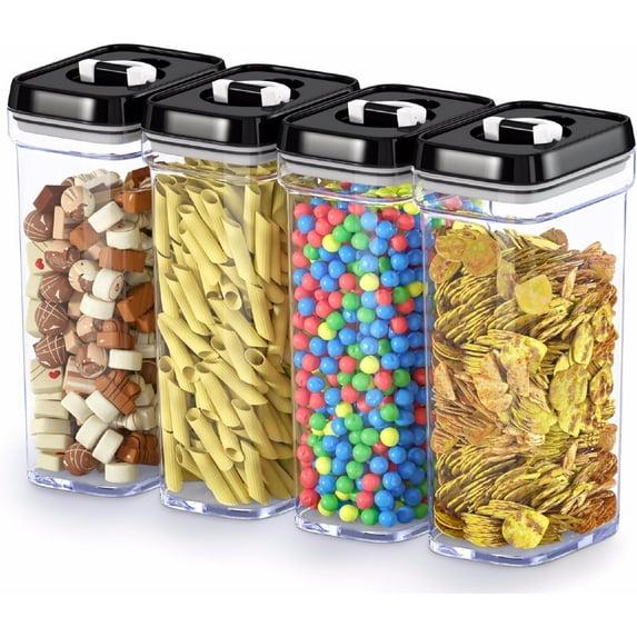 DWËLLZA KITCHEN 4 Piece Set Clear Plastic Airtight Food Storage BPA-Free Containers with Lids Food Containers for Pantry Organization and Storage