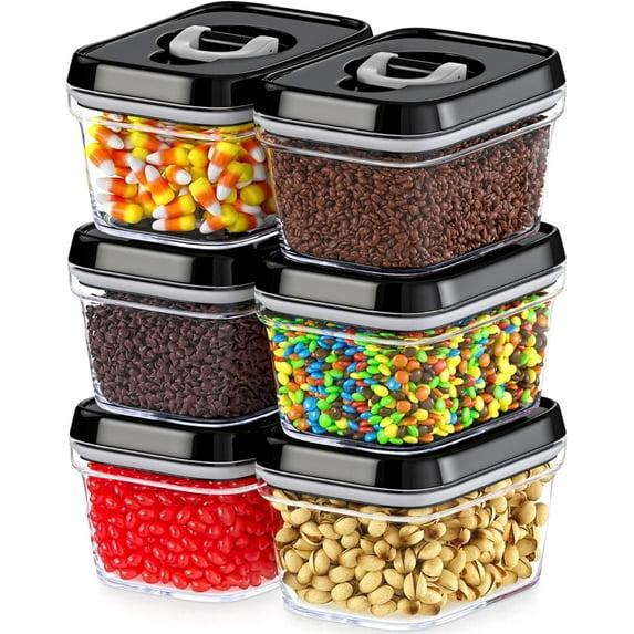 DWËLLZA KITCHEN Mini 6 Piece Set Clear Plastic Airtight Food Storage BPA-Free Containers with Lids