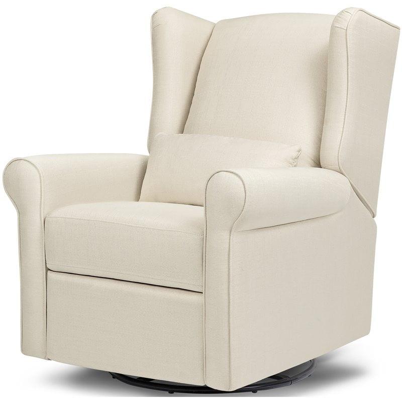 Natural Oat Swivel Recliner with Timeless Wingback Design