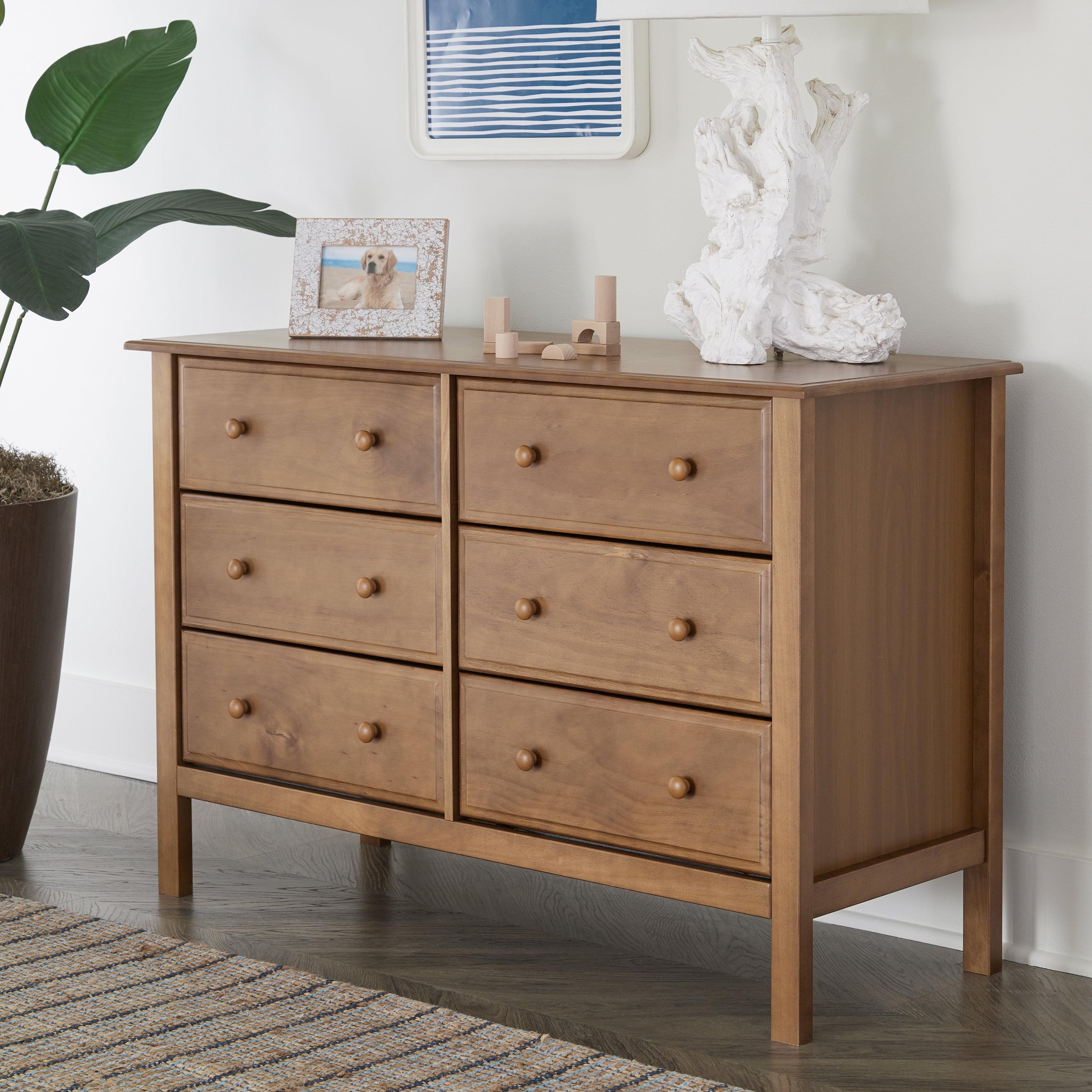 Chestnut Pine Wood 6-Drawer Double Dresser