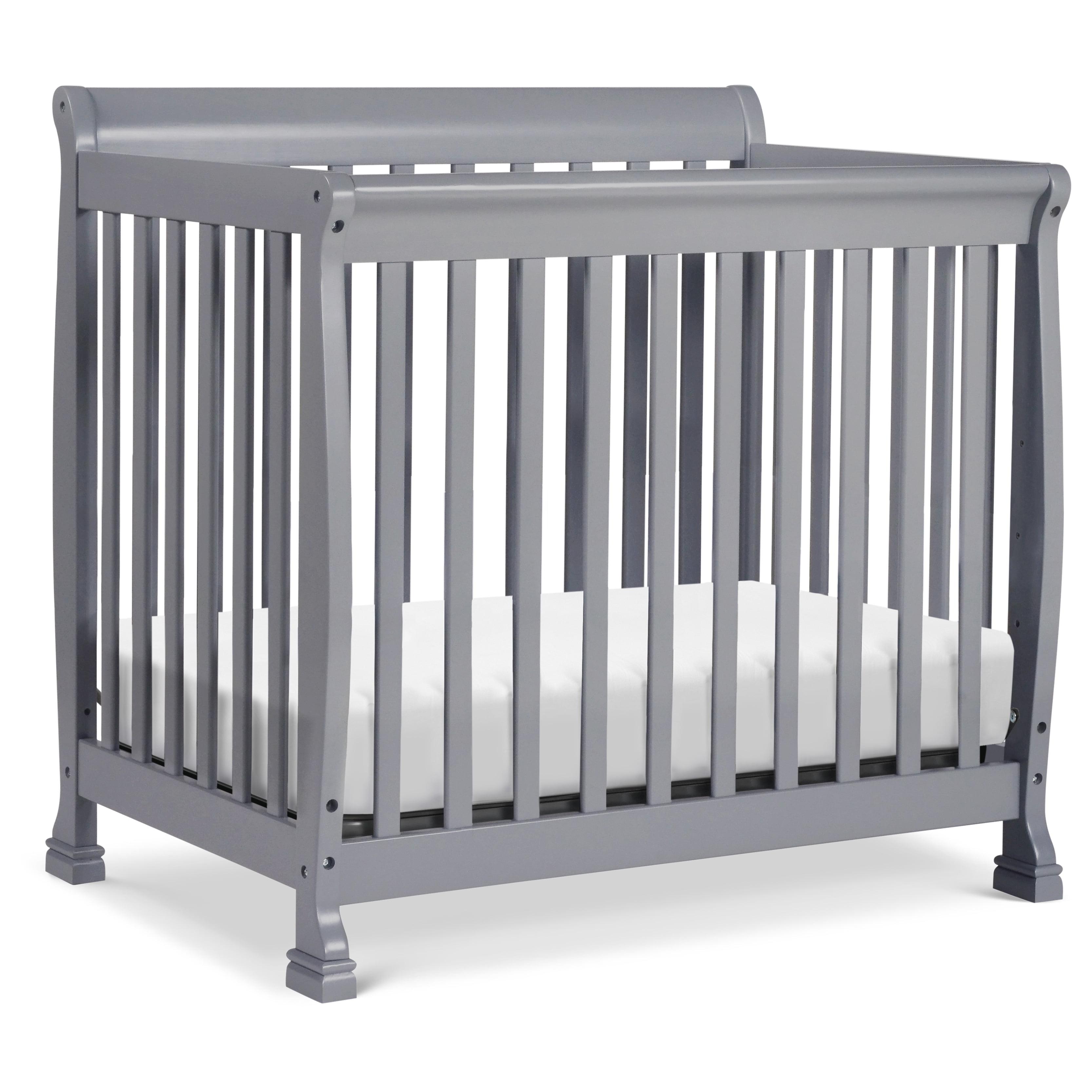 Gray Convertible Mini Crib with Twin Bed Option