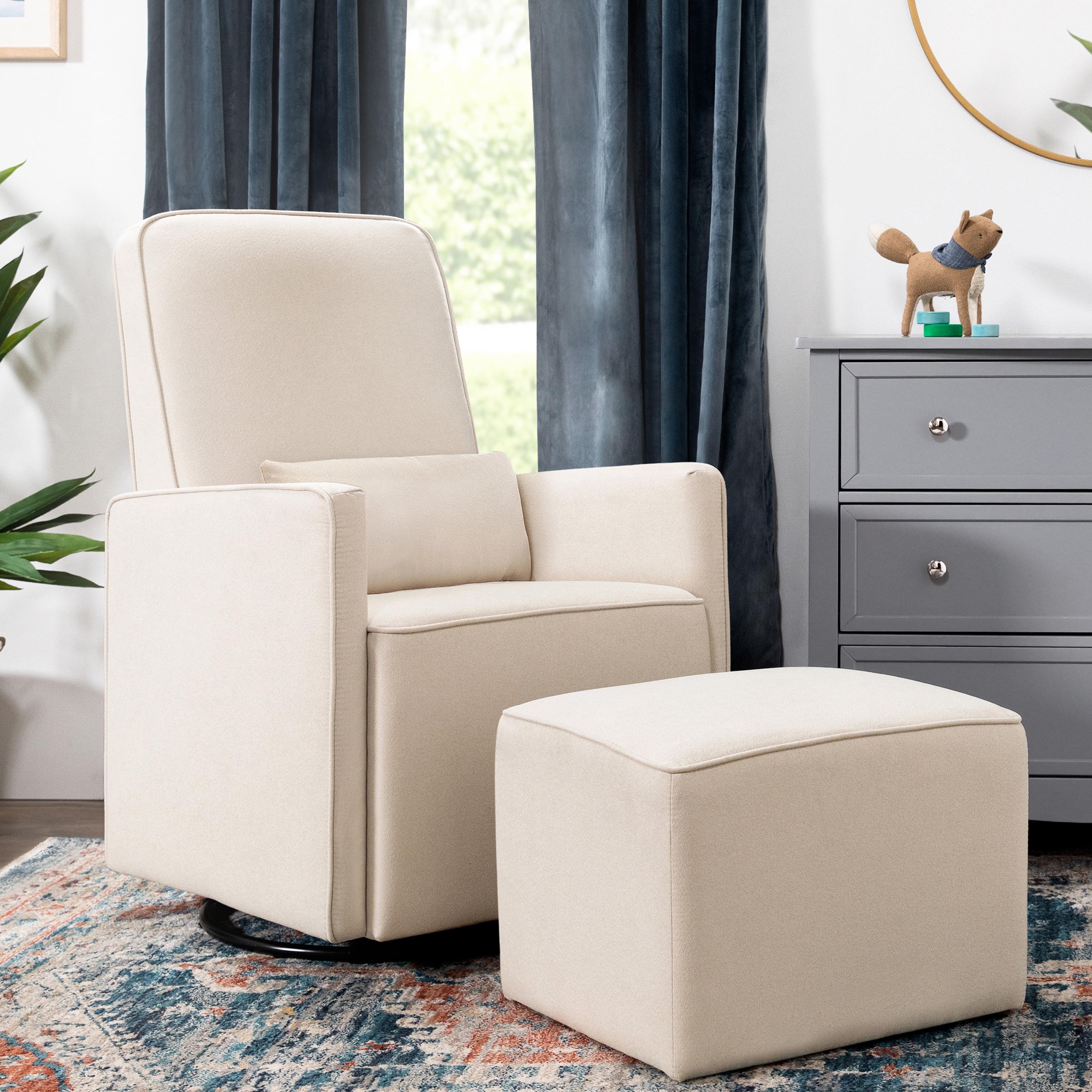 Cream Comfort Swivel Glider & Ottoman with Lumbar Support