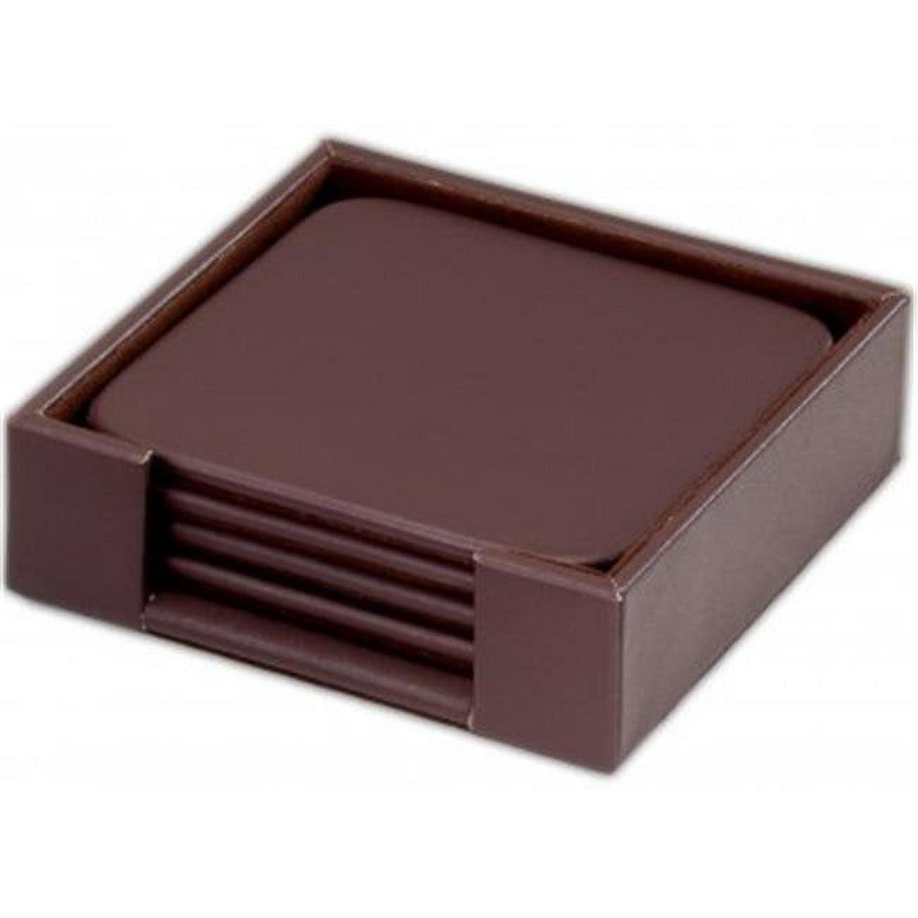 Leather Square 1 Piece Coaster Set With Holder