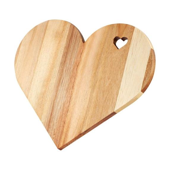 Dadiaei Valentine's Day Gifts Heart Shaped Cutting Board Acacia Wood Bread Cheese Serving Platter Serving Charcuterie Board for Meat Cheese and Vegetables(Heart Hole Style)
