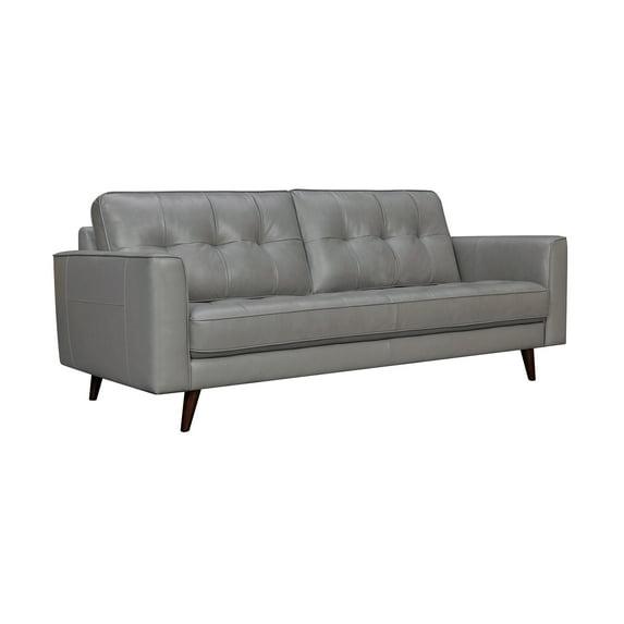 Daeson 86" Grey Genuine Leather Square Arm Sofa Button Tufting - Armen Living
