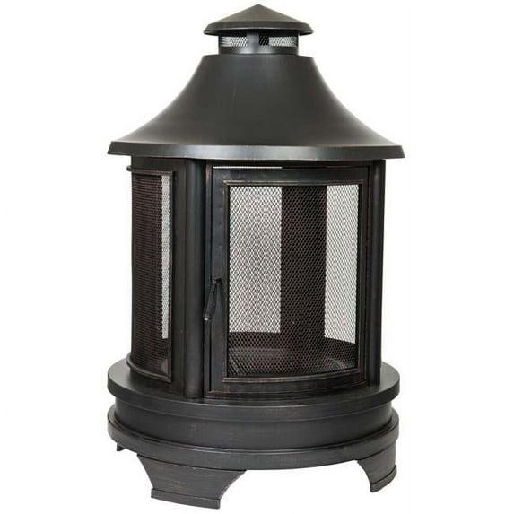 Dagan FP-1026 Pagoda Style Wood Burning Fire Pit with 6 in. Clearance, Antique Copper & Black