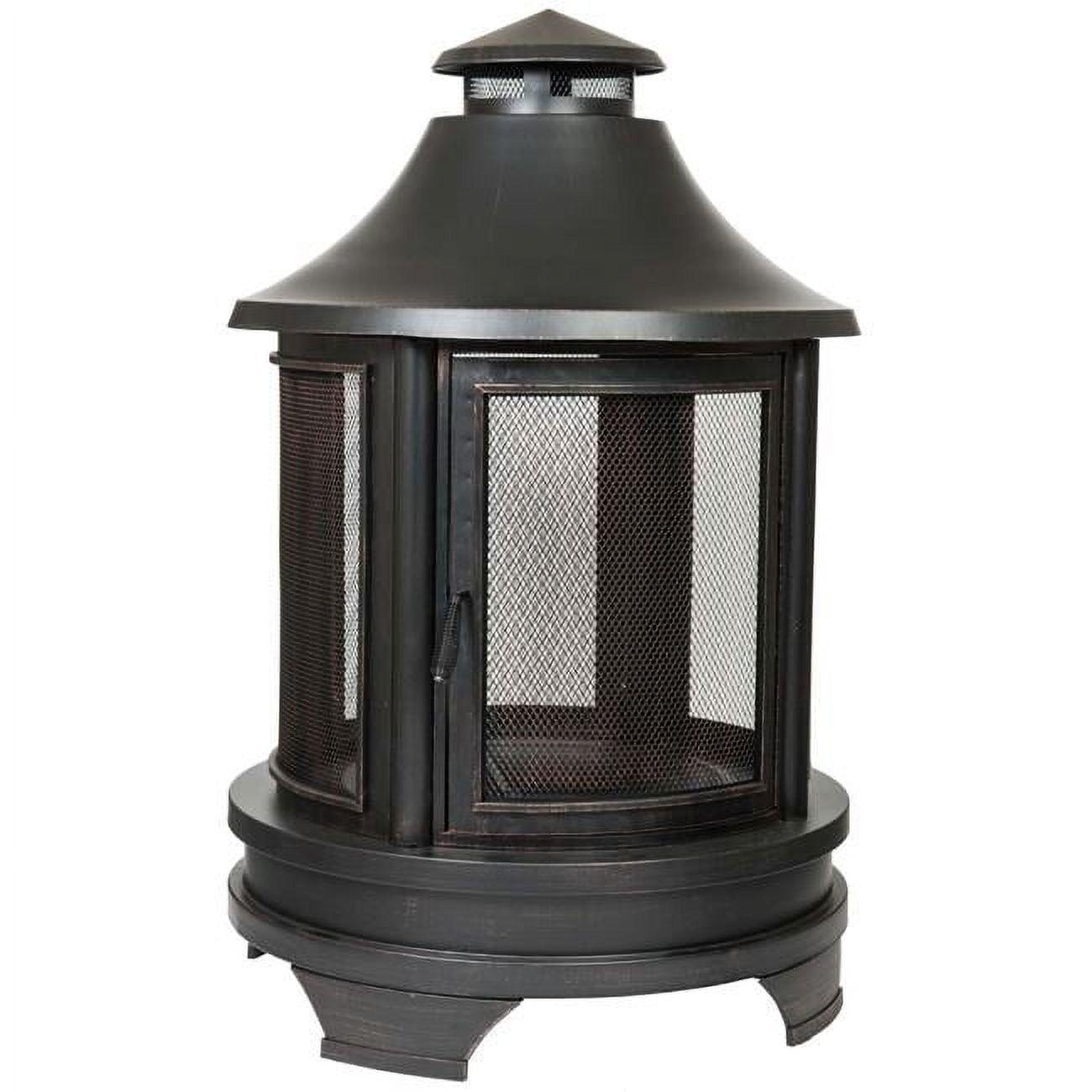 Pagoda Style Black Steel Wood Burning Fire Pit