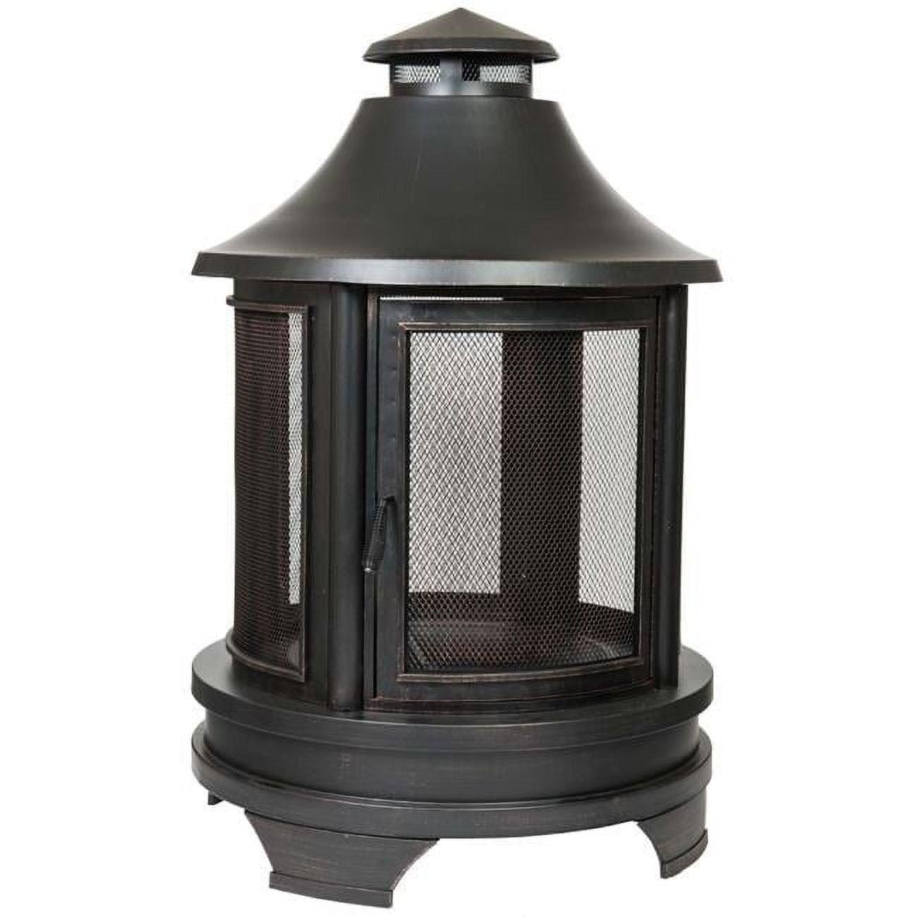 Dagan FP-1026 Pagoda Style Wood Burning Fire Pit with 6 in. Clearance, Antique Copper & Black