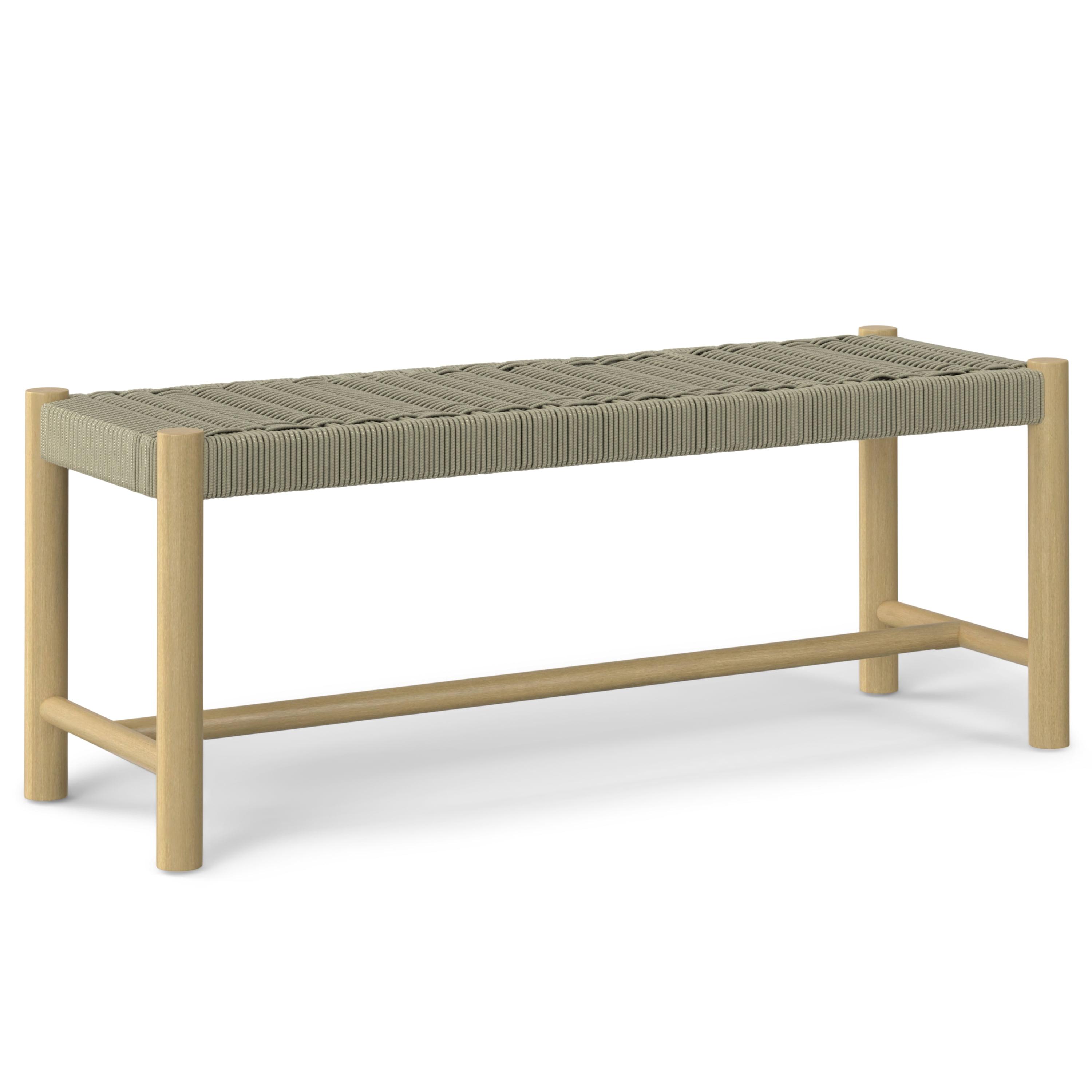 Simpli Home Dahlia 46"W Solid Acacia Contemporary Outdoor Bench with Weather-Resistant Rope Seating