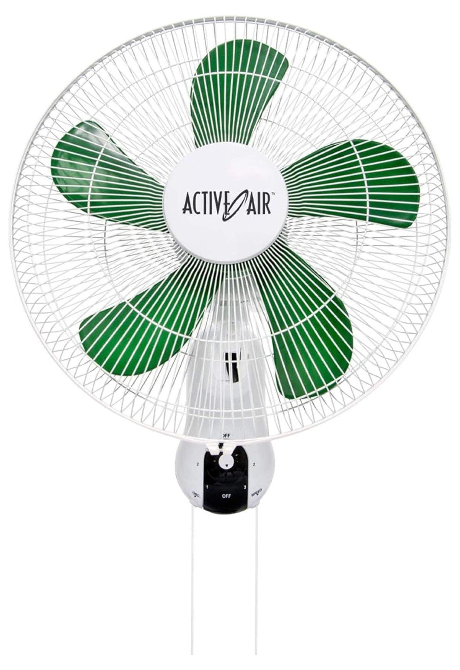 Active Air 16" Stainless Steel Hydroponic Oscillating Fan with Wall Mount