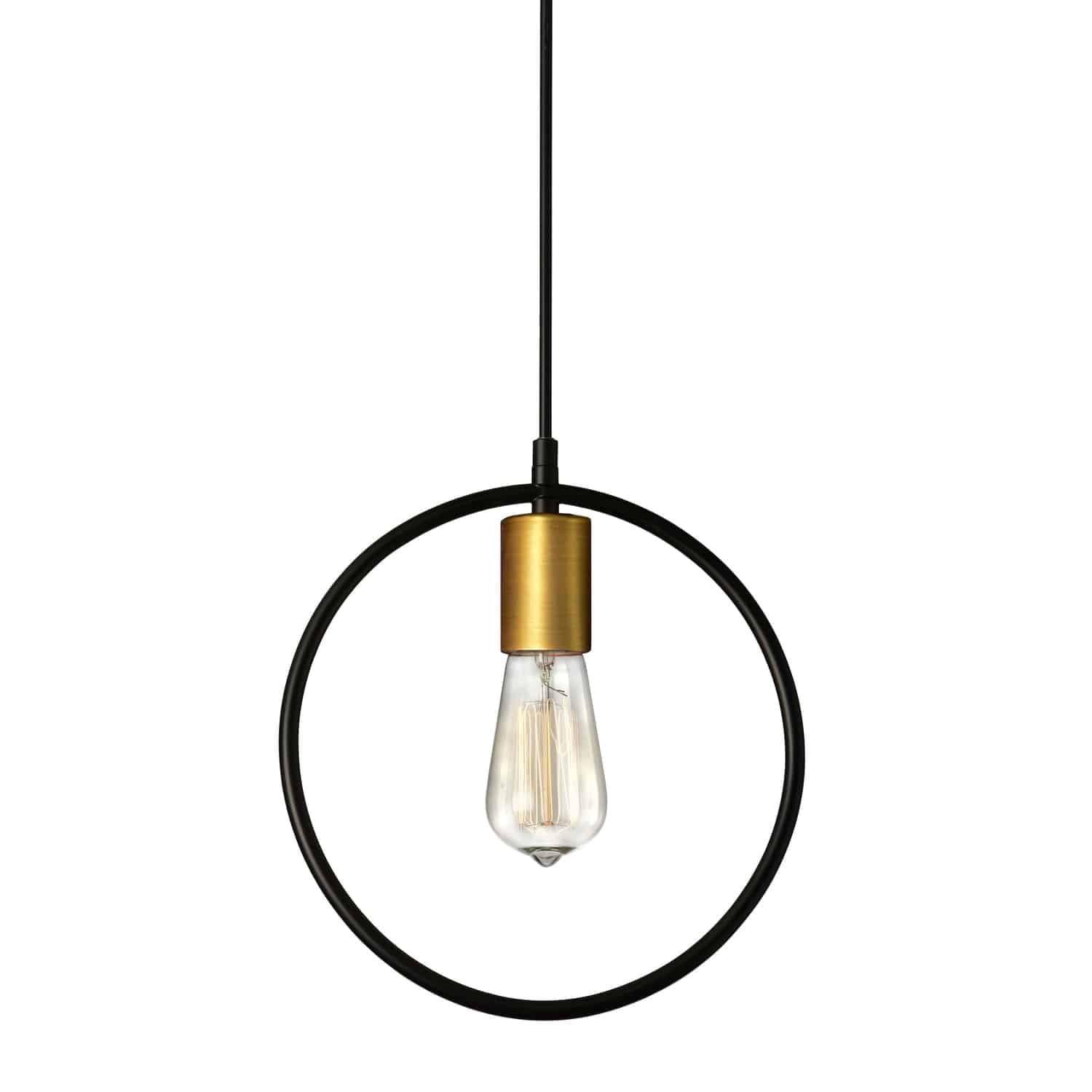 Transitional Matte Black and Vintage Bronze Geometric Pendant Light