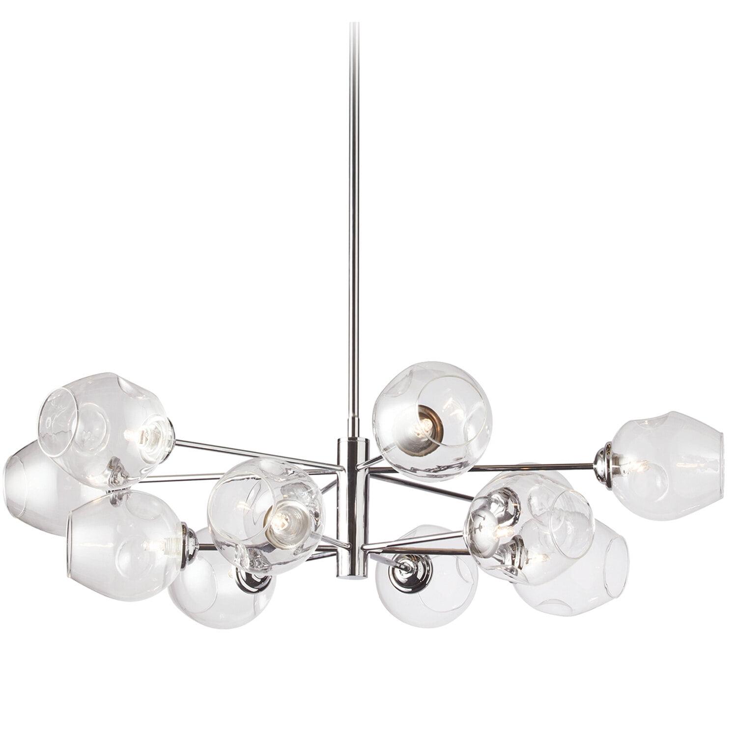 Polished Chrome 33" Glass Globe Pendant Light