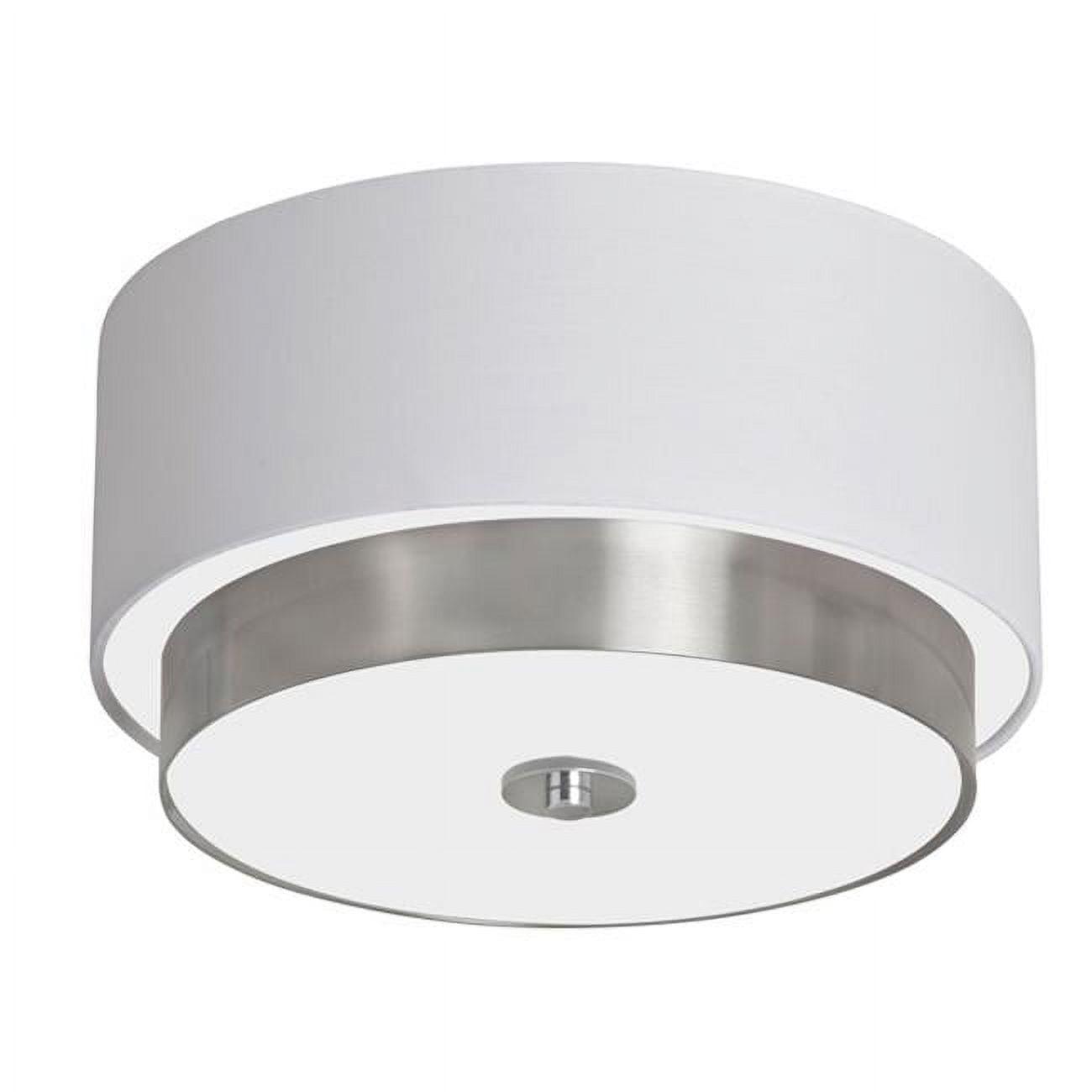 Modern Chrome 14" Drum Shade Flush Mount Ceiling Light