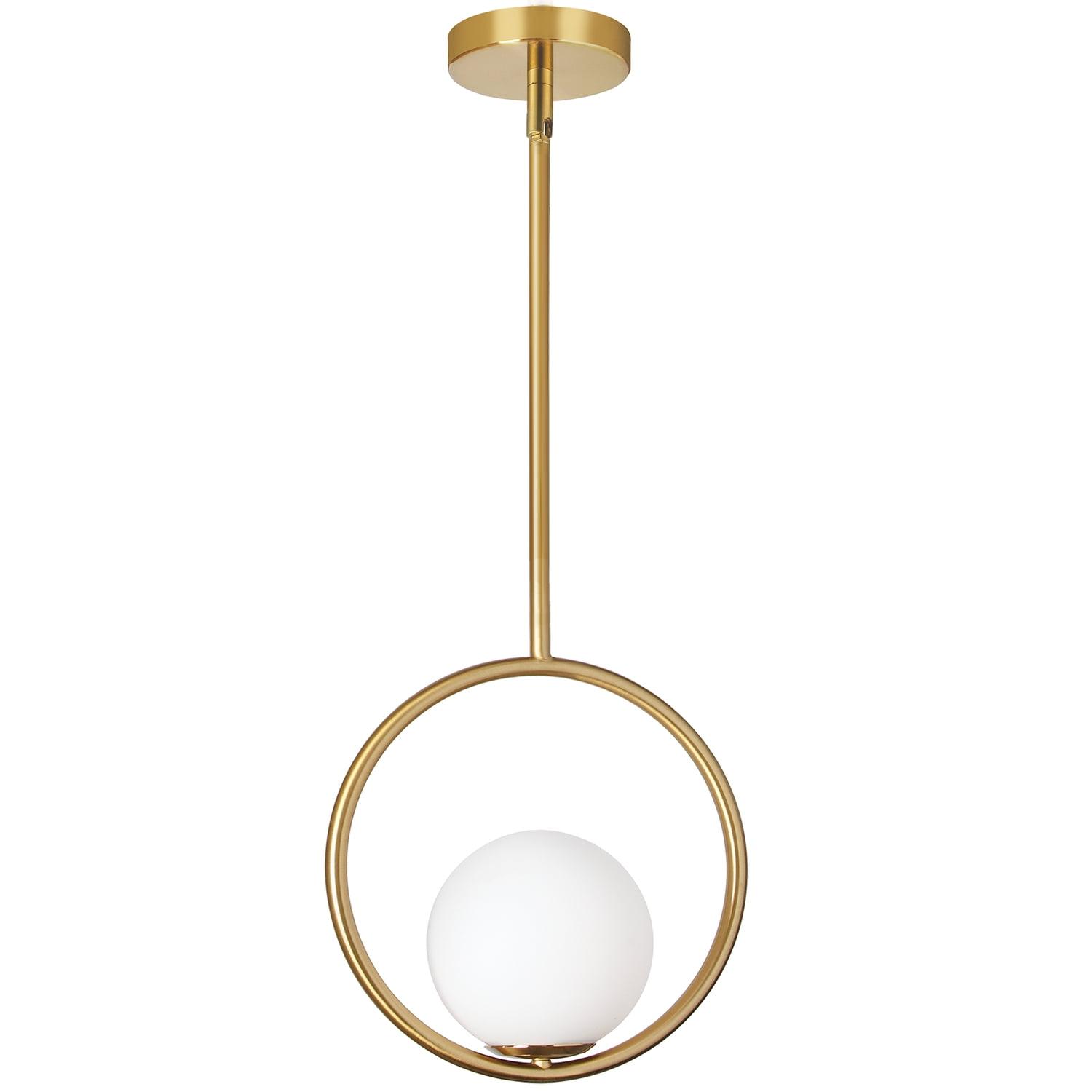 Dainolite 1LT Halogen Pendant AB Finish, White Glass