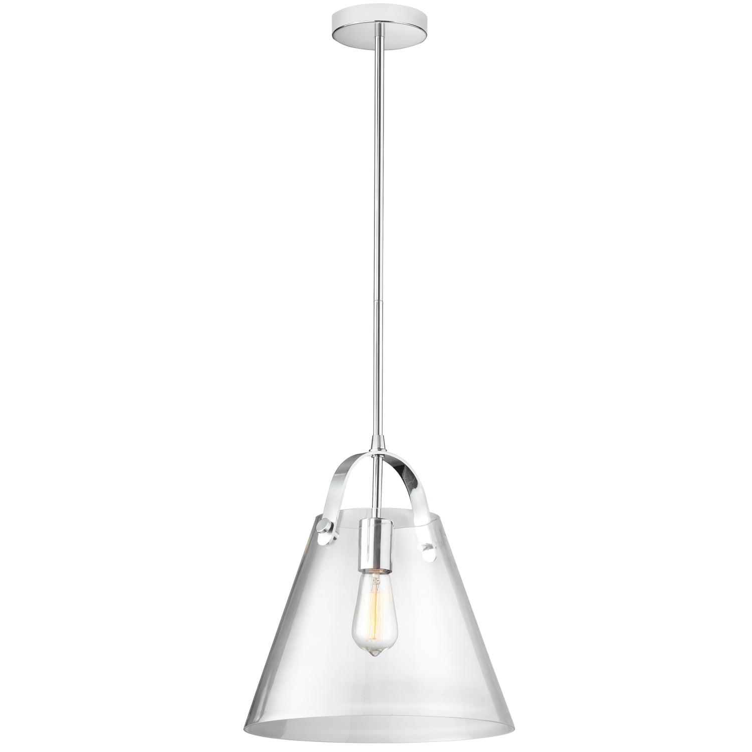 Polished Chrome and Clear Glass Pendant Light